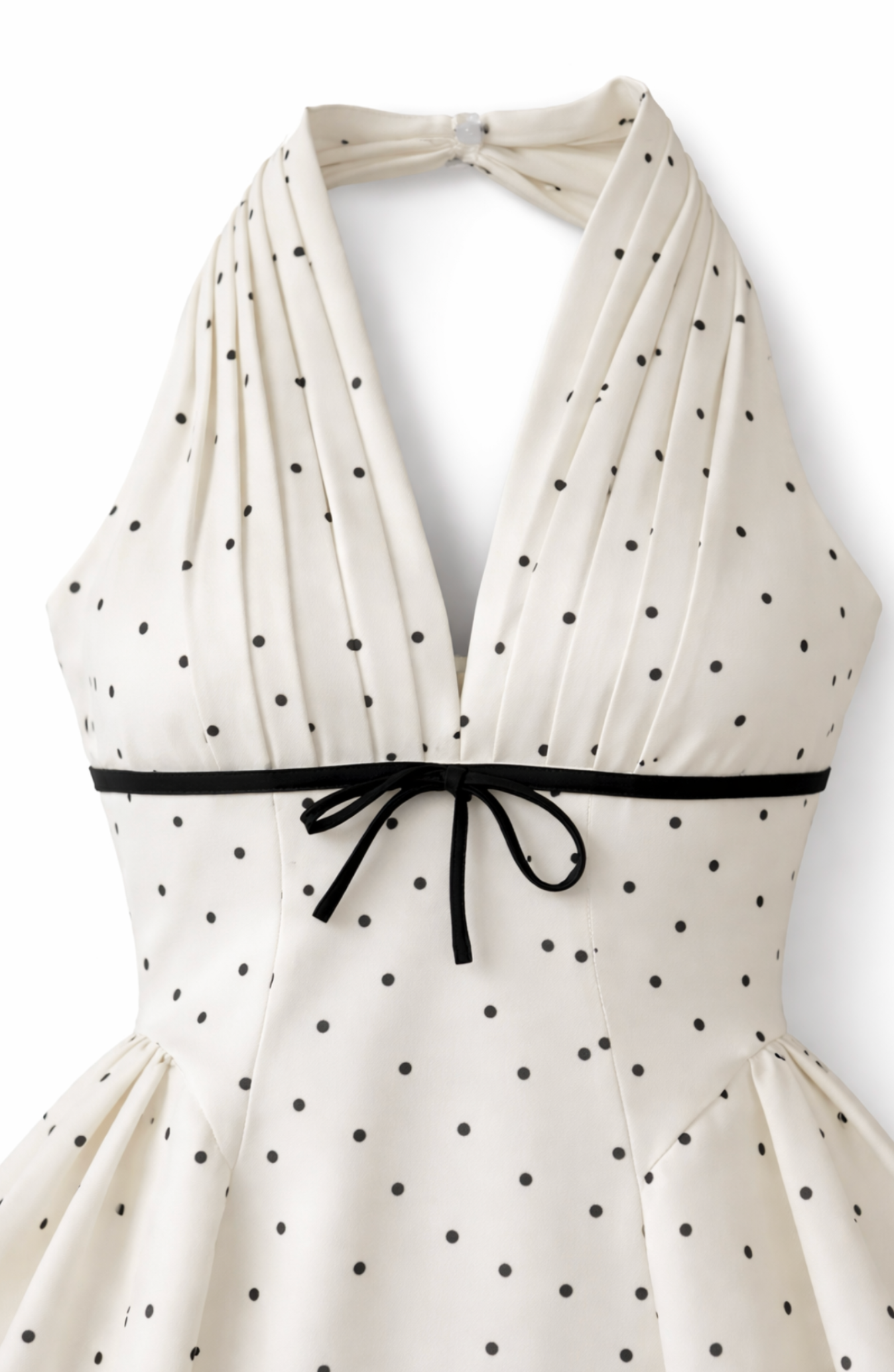 Éloïse Ivory Polka-Dot Halter Mini Dress - White