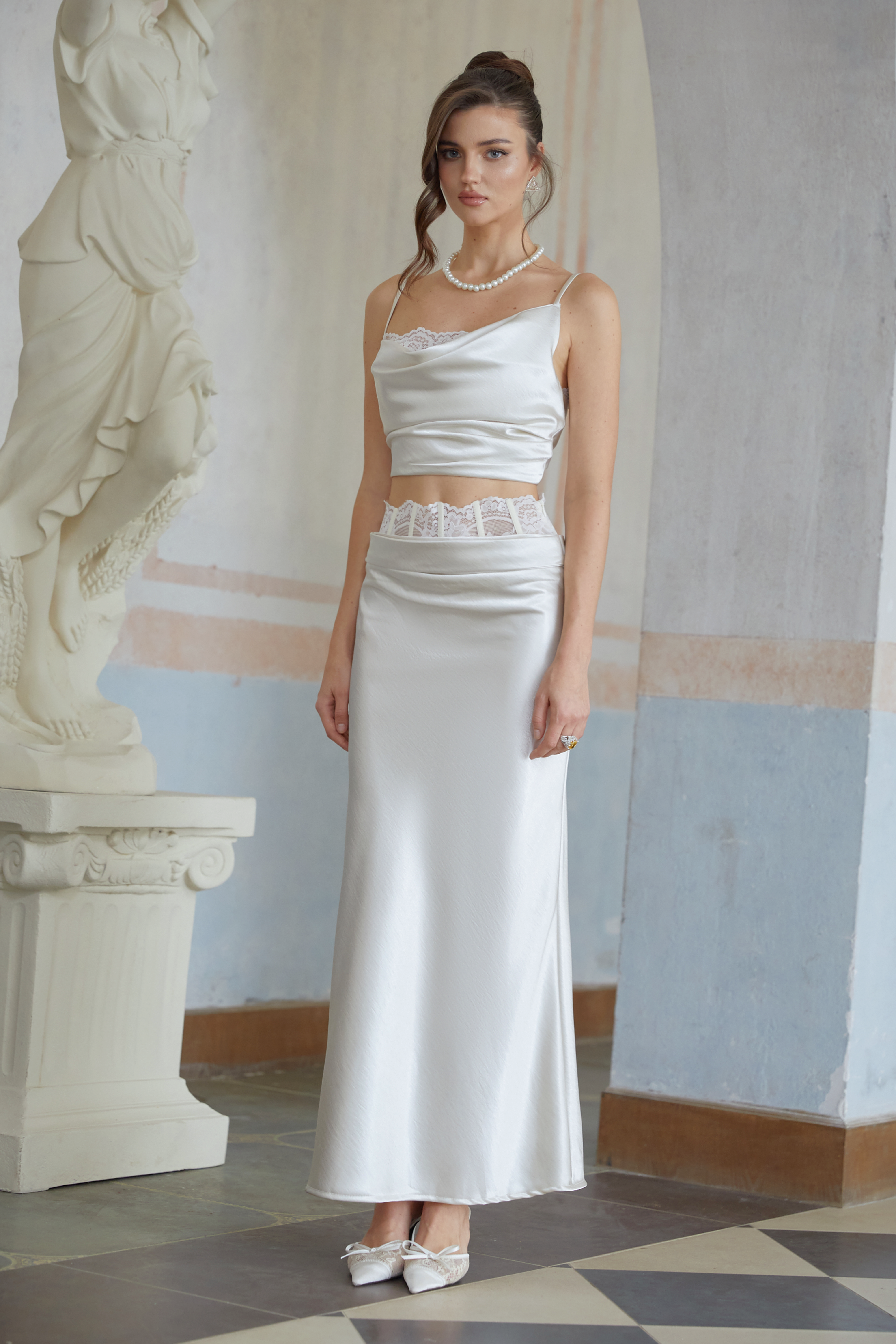 Eeva White Floral Lace Panel Crop Top