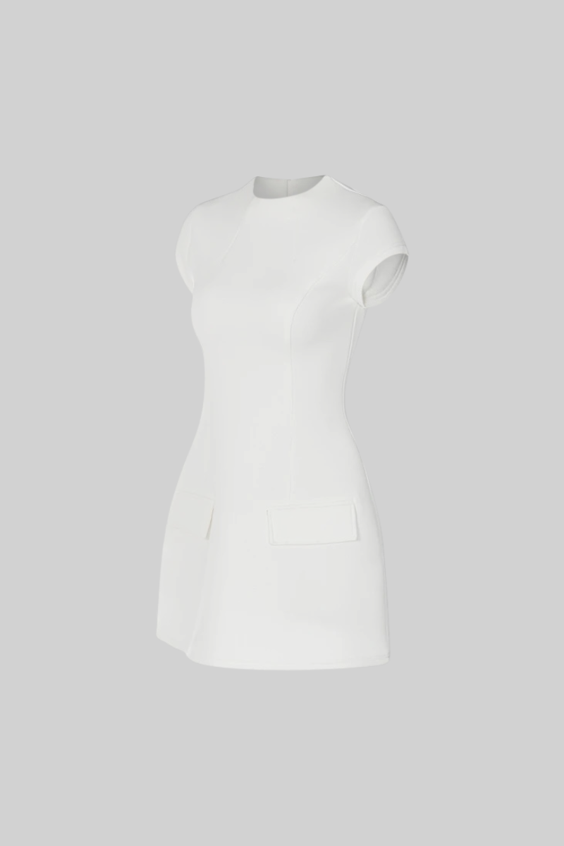 ELROSE Hourglass Mini Dress with Short Sleeves - White