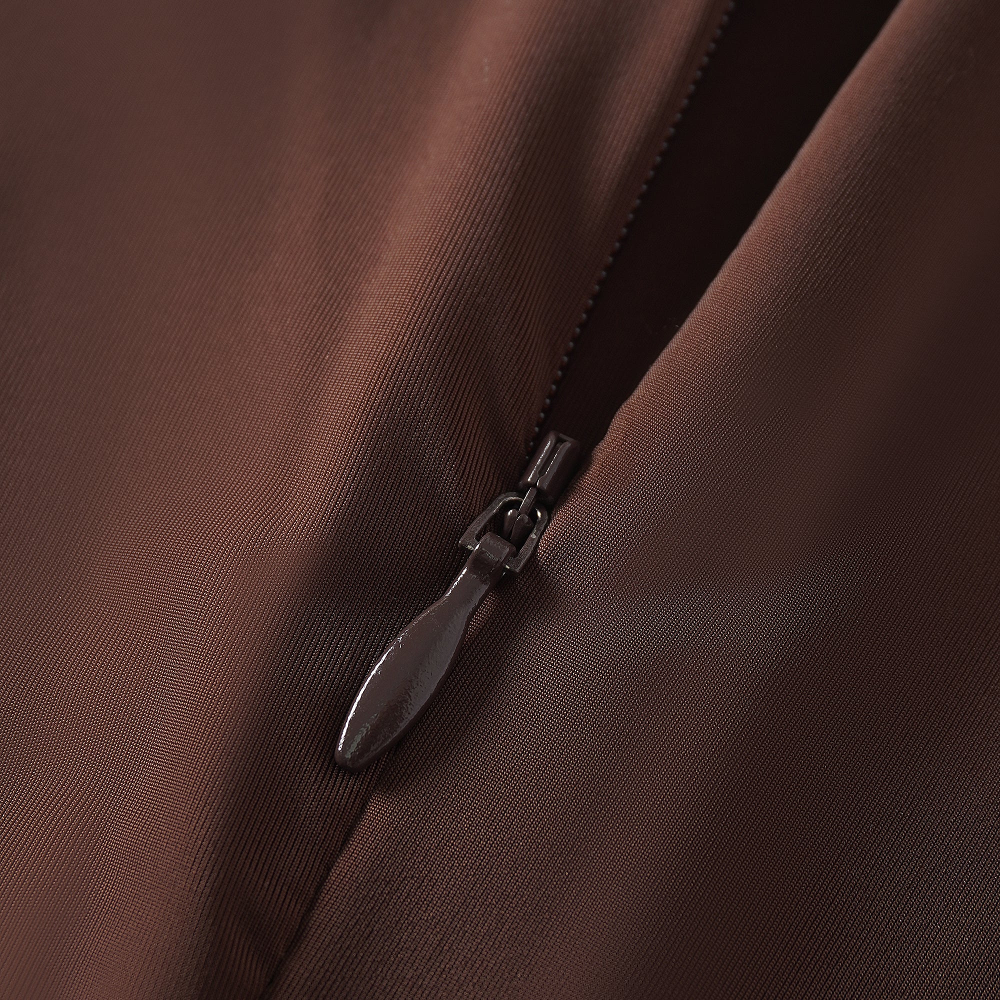 Charitina Brown Fitted Ruched Midi Dress