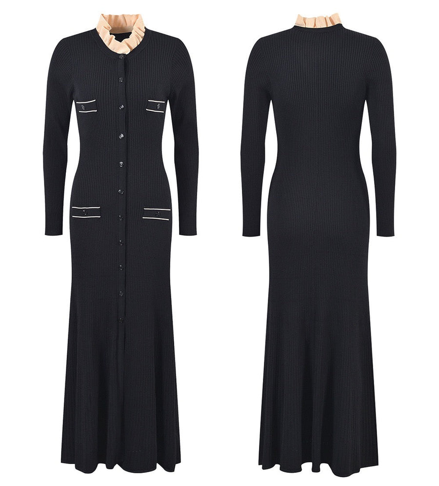 SANDRO KNIT MAXI DRESS - Black
