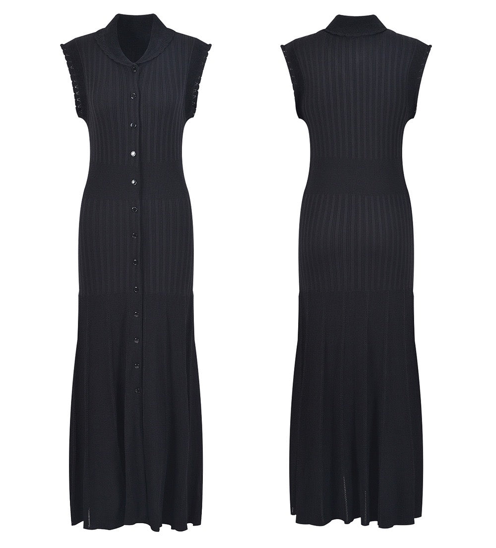 SANDRO Ribbed Maxi / midi dress - Black