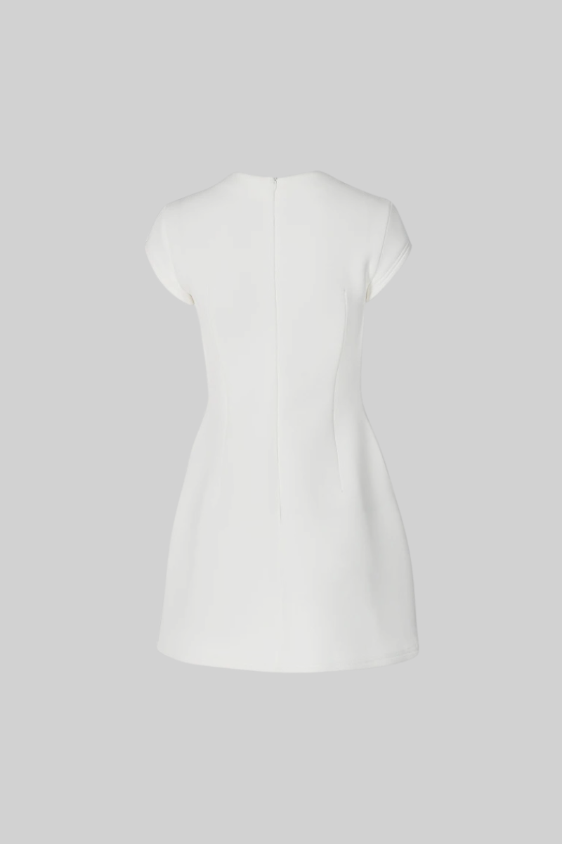 ELROSE Hourglass Mini Dress with Short Sleeves - White