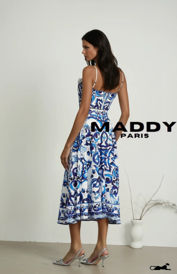 Allegra graphic-printed top & skirt matching set - Blue