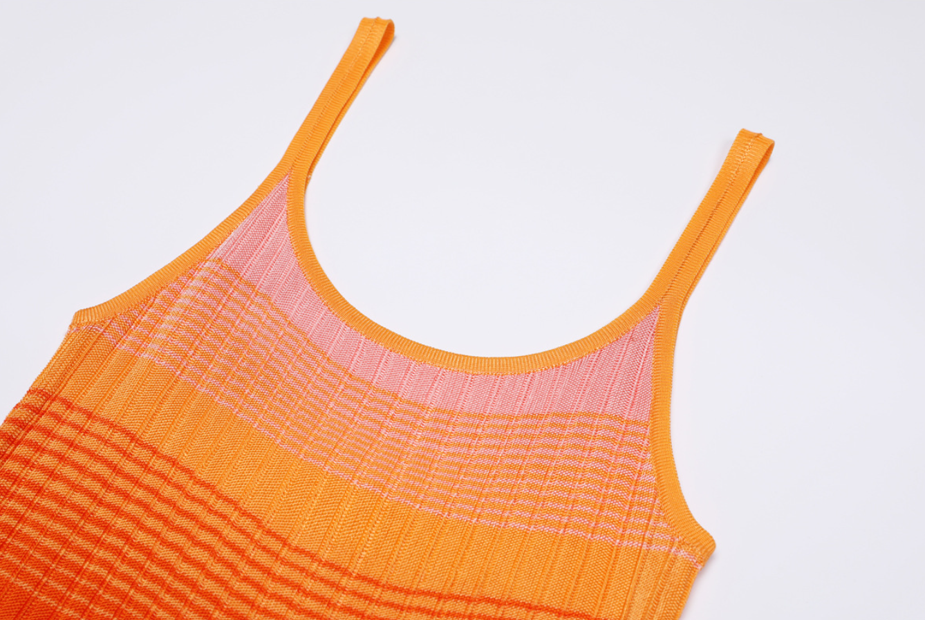ANDREA  Gradient Knitted Maxi Dress Tie-dye  - Orange