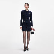 MADDY Navy Viscose Knit Mini Dress - Navy blue