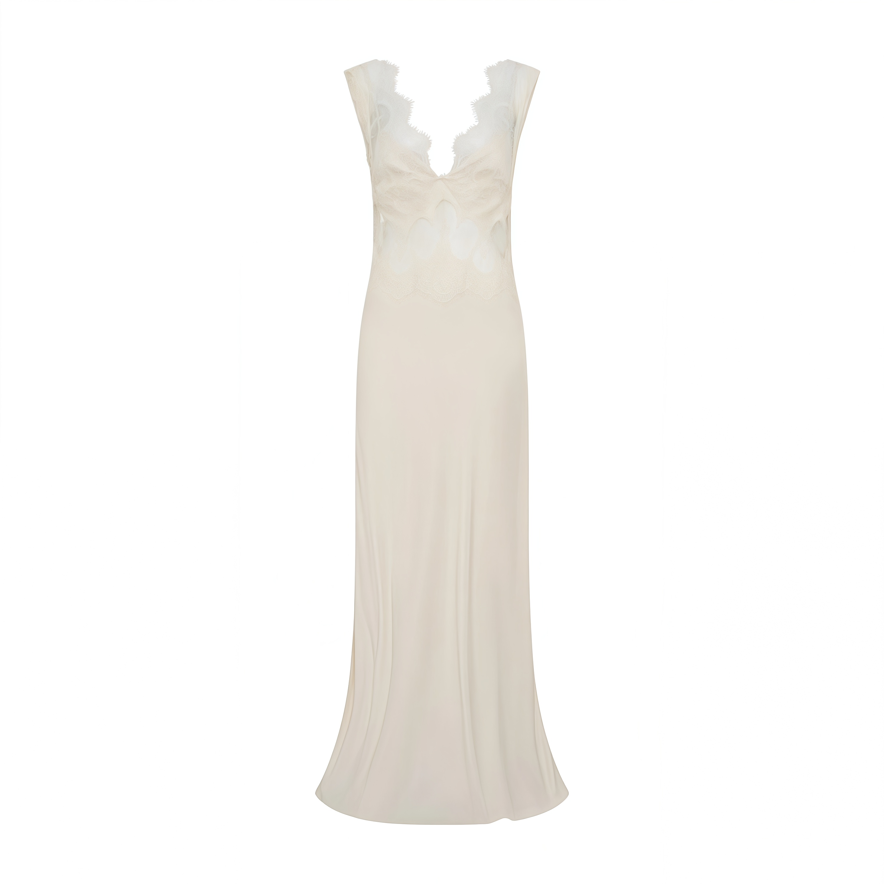 Aitana Neutrals Satin Maxi Dress with Lace Panels