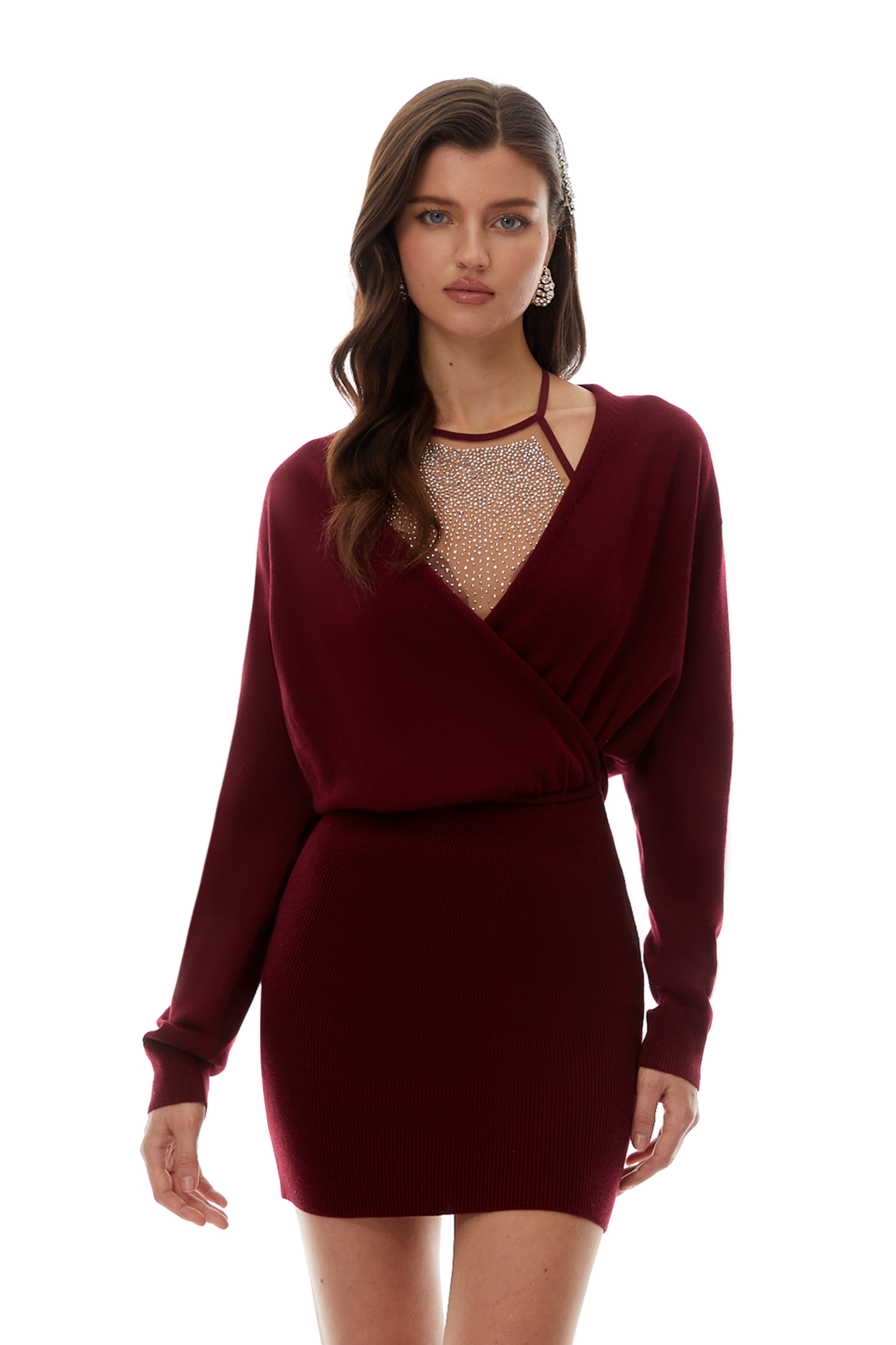 Alaia Red Rhinestone Embellished Knit Dress (Final Sale)