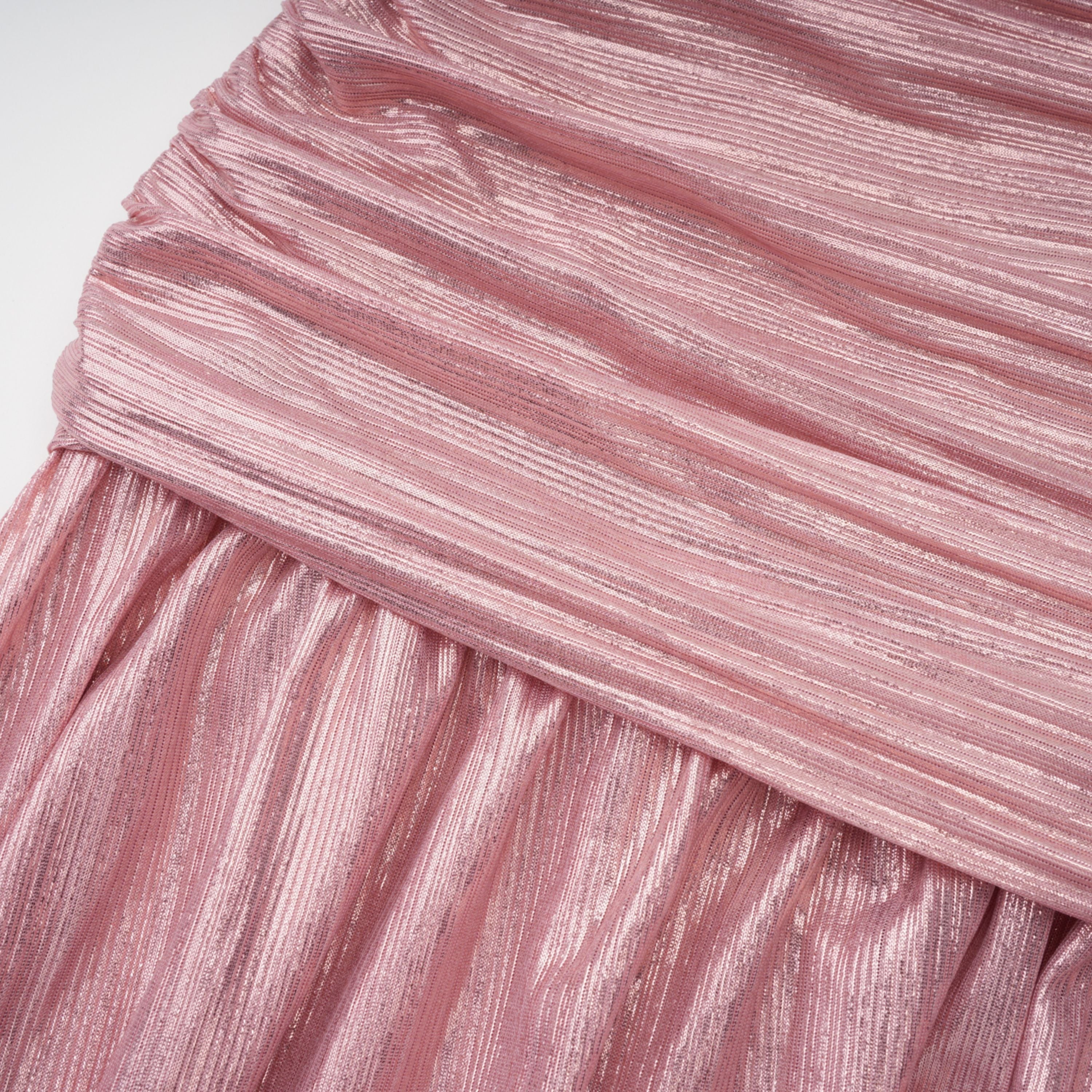 Alchimie Pink Glossy Pleated Maxi Dress (Final Sale-US Only)