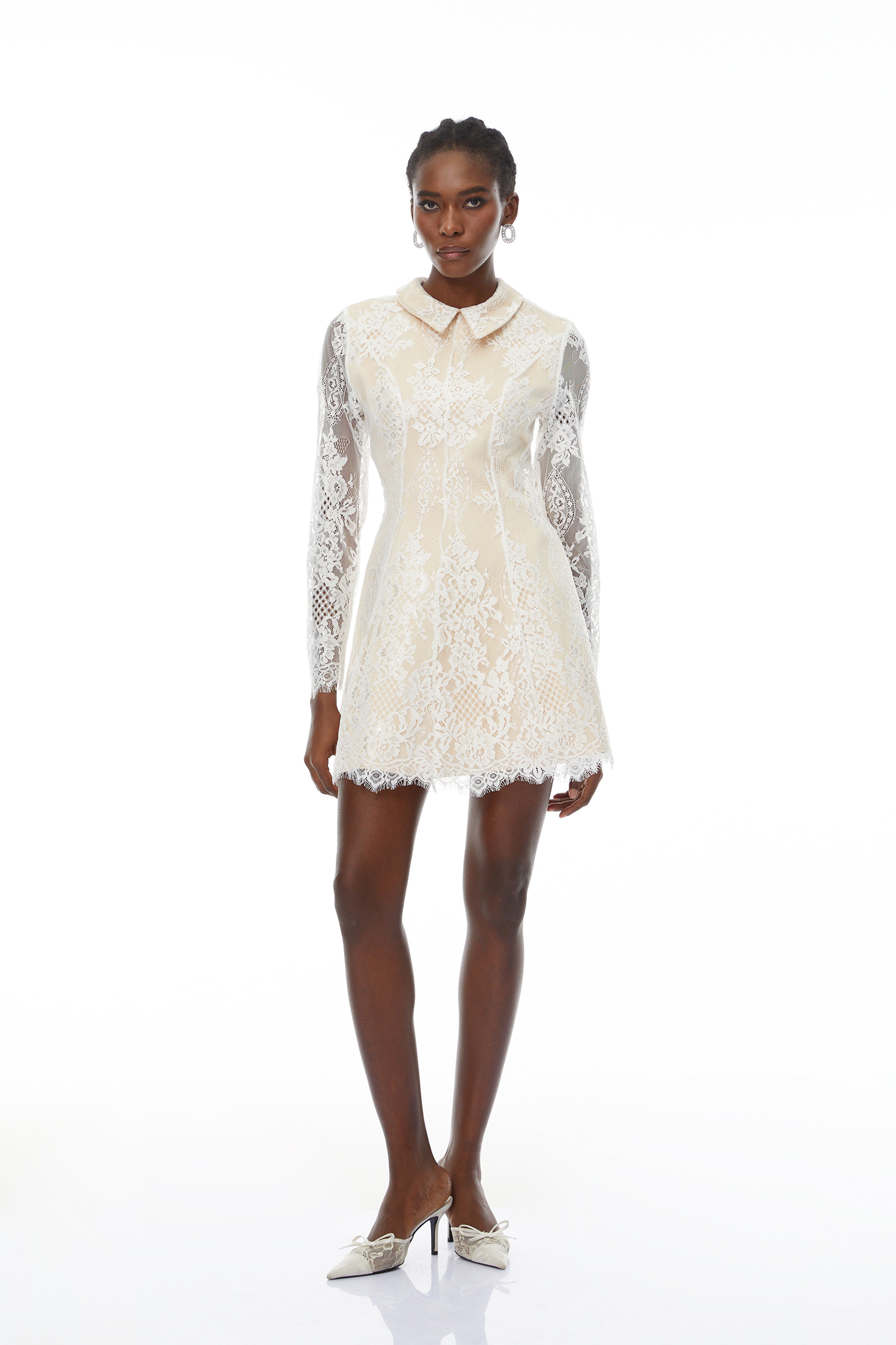 Aleksandra White Floral Lace Mini Dress (Final Sale-US Only)