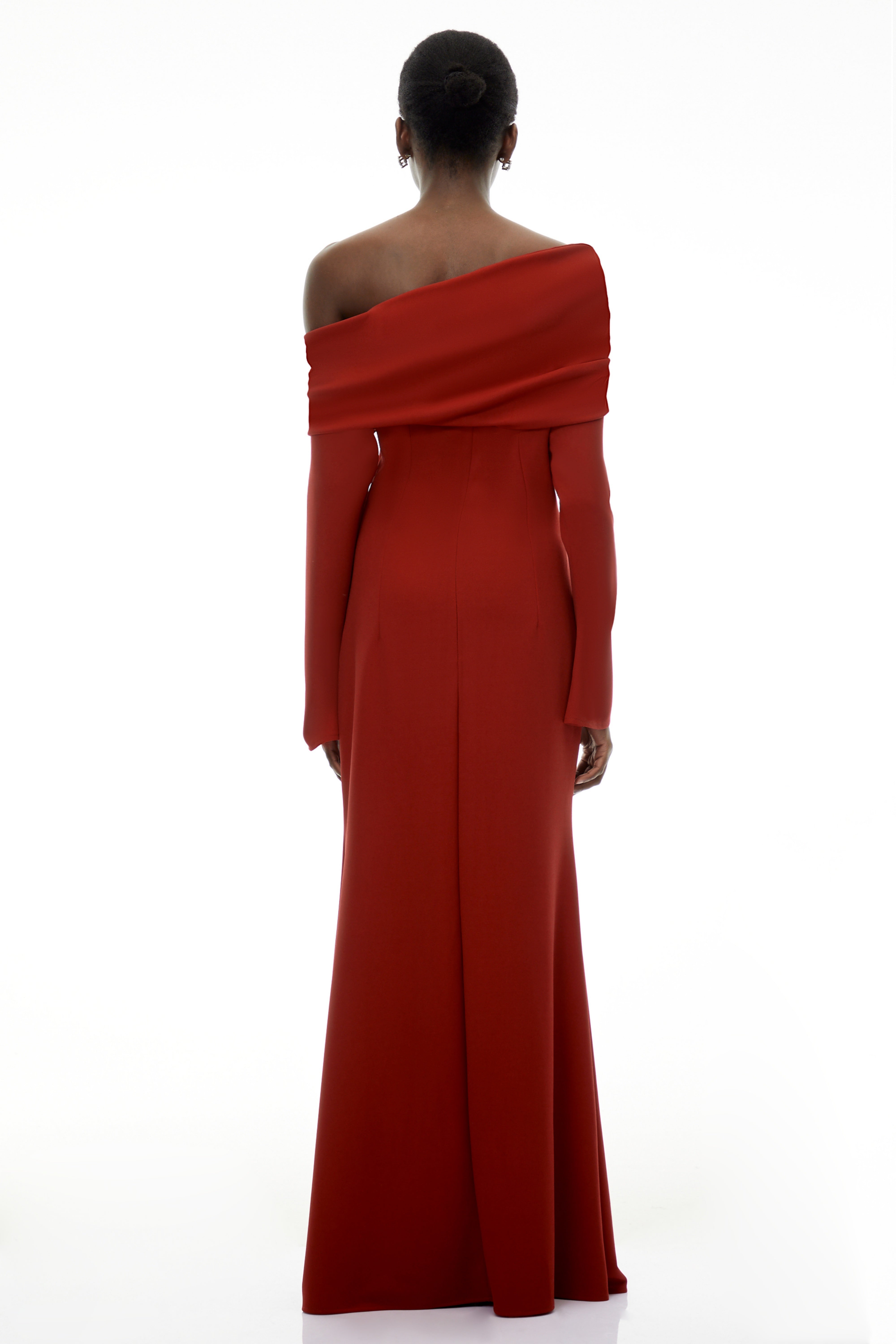 Alina Red Asymmetrical Draped Maxi Dress (Final Sale)