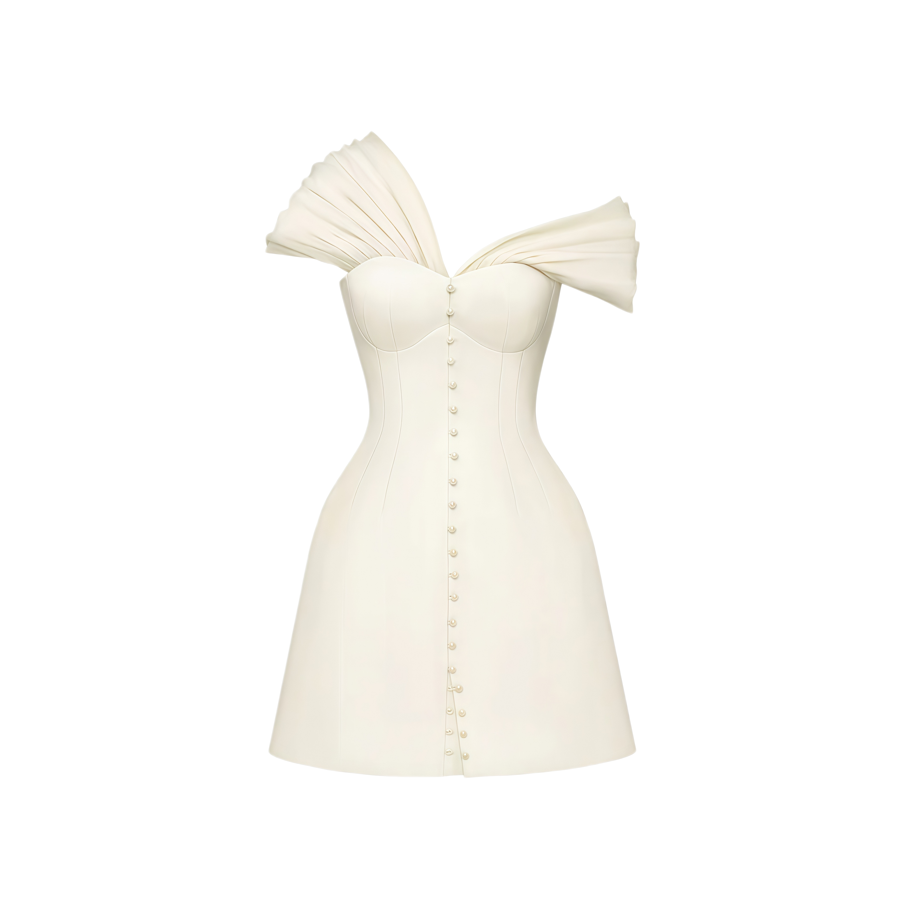 Alistair Cream White Plunge Neck Ruched Mini Dress