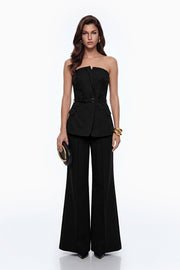 Amber Black Off Shoulder Top & Trouser Set