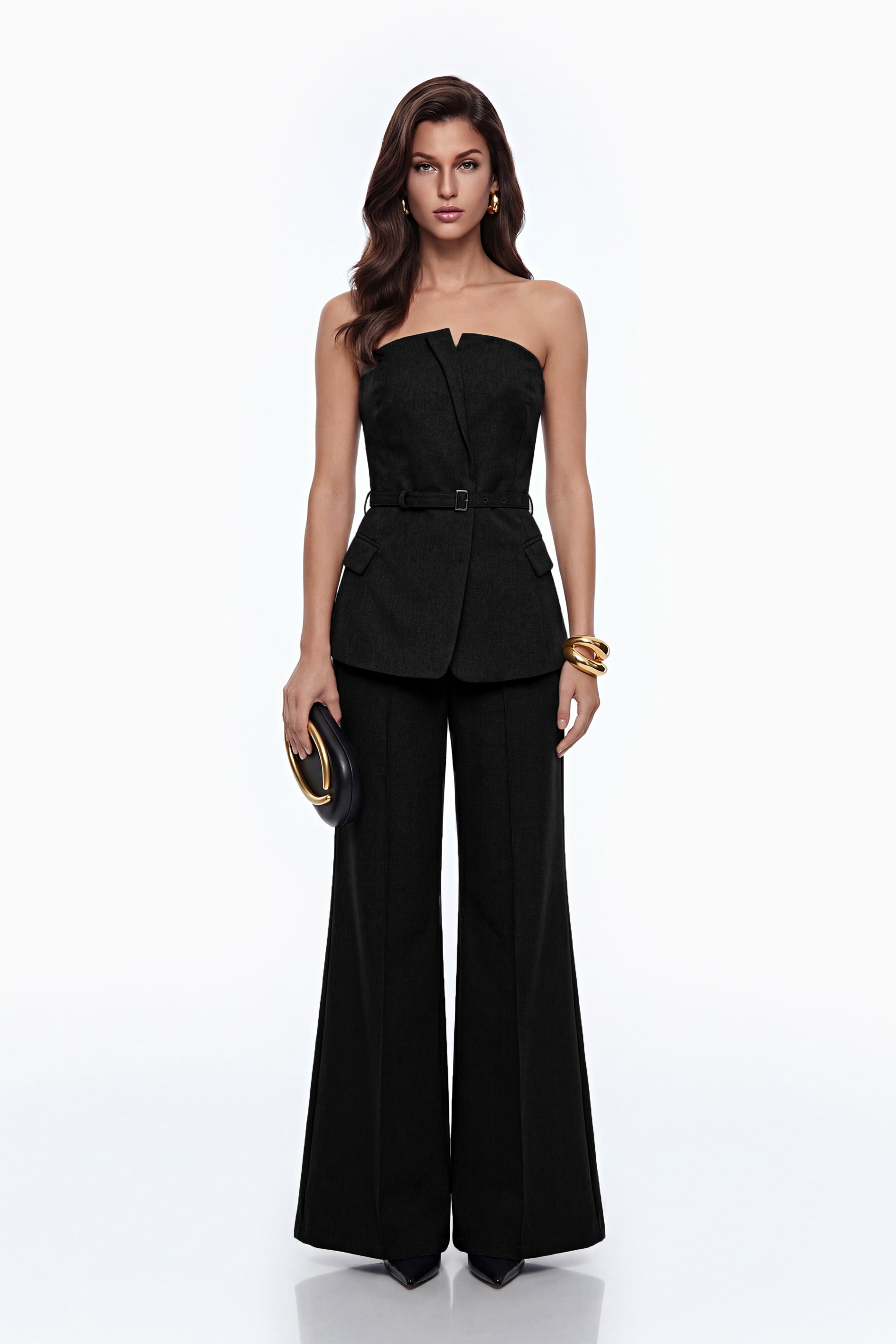 Amber Black Off Shoulder Top & Trouser Set