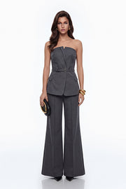 Amber Grey Off Shoulder Top & Trouser Set