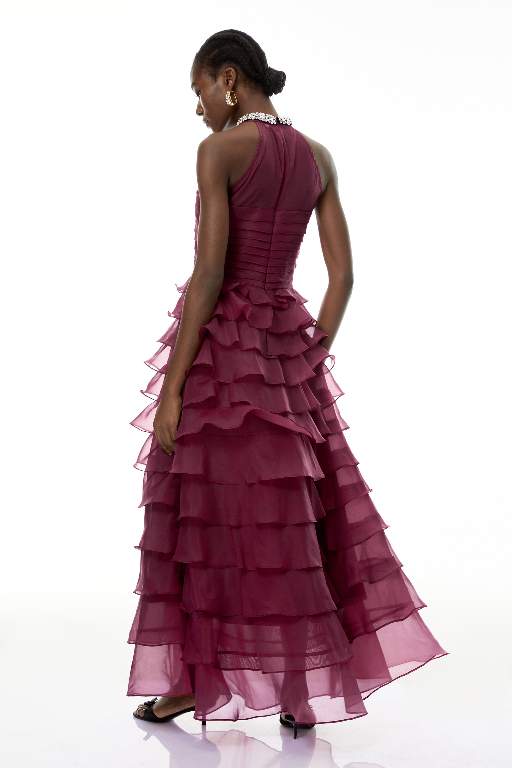 Anathi Red 3D Petal Ruffled Maxi Dress (Final Sale-US Only)