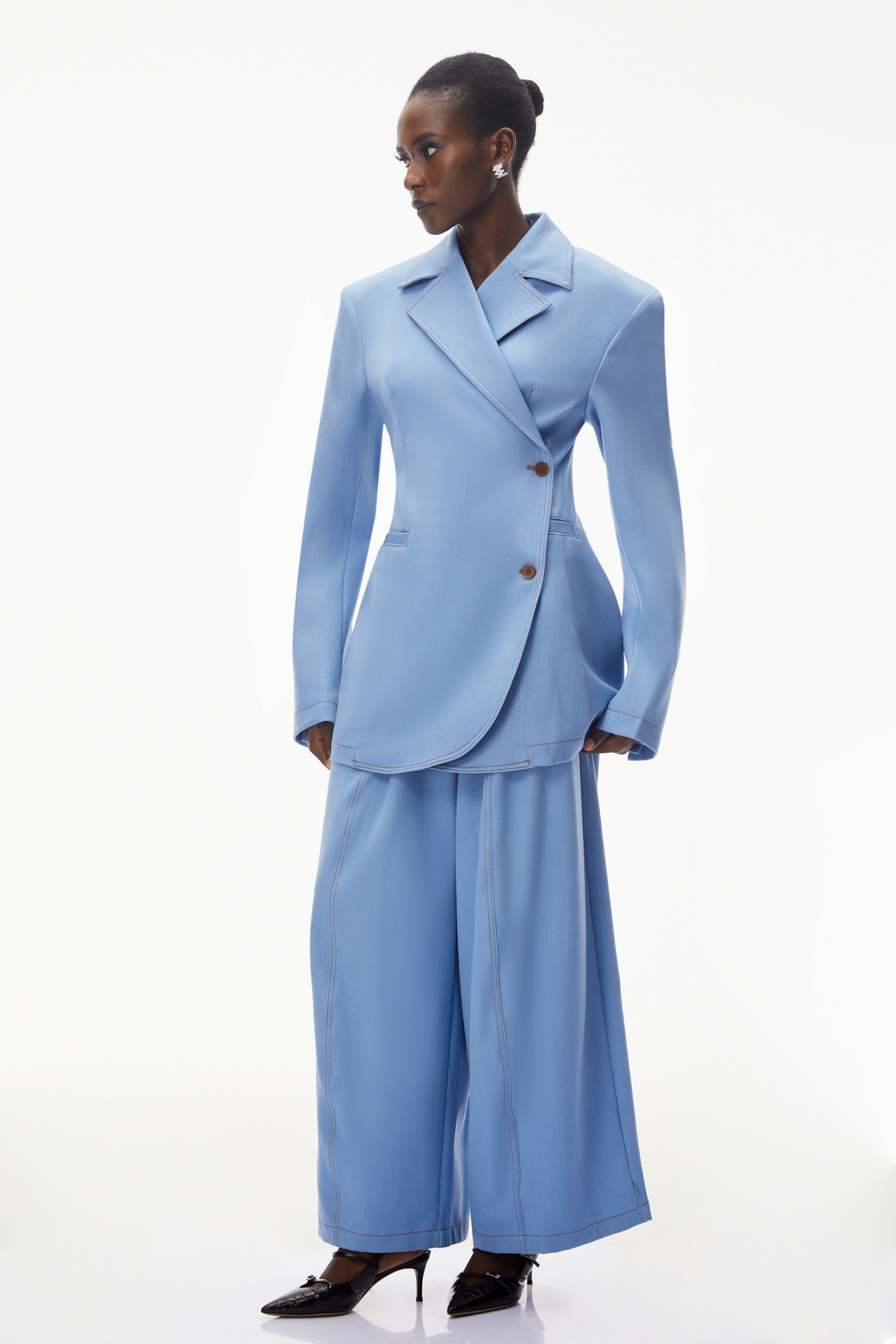 Annabelle Blue Asymmetrical Blazer & Trouser Set (Final Sale)