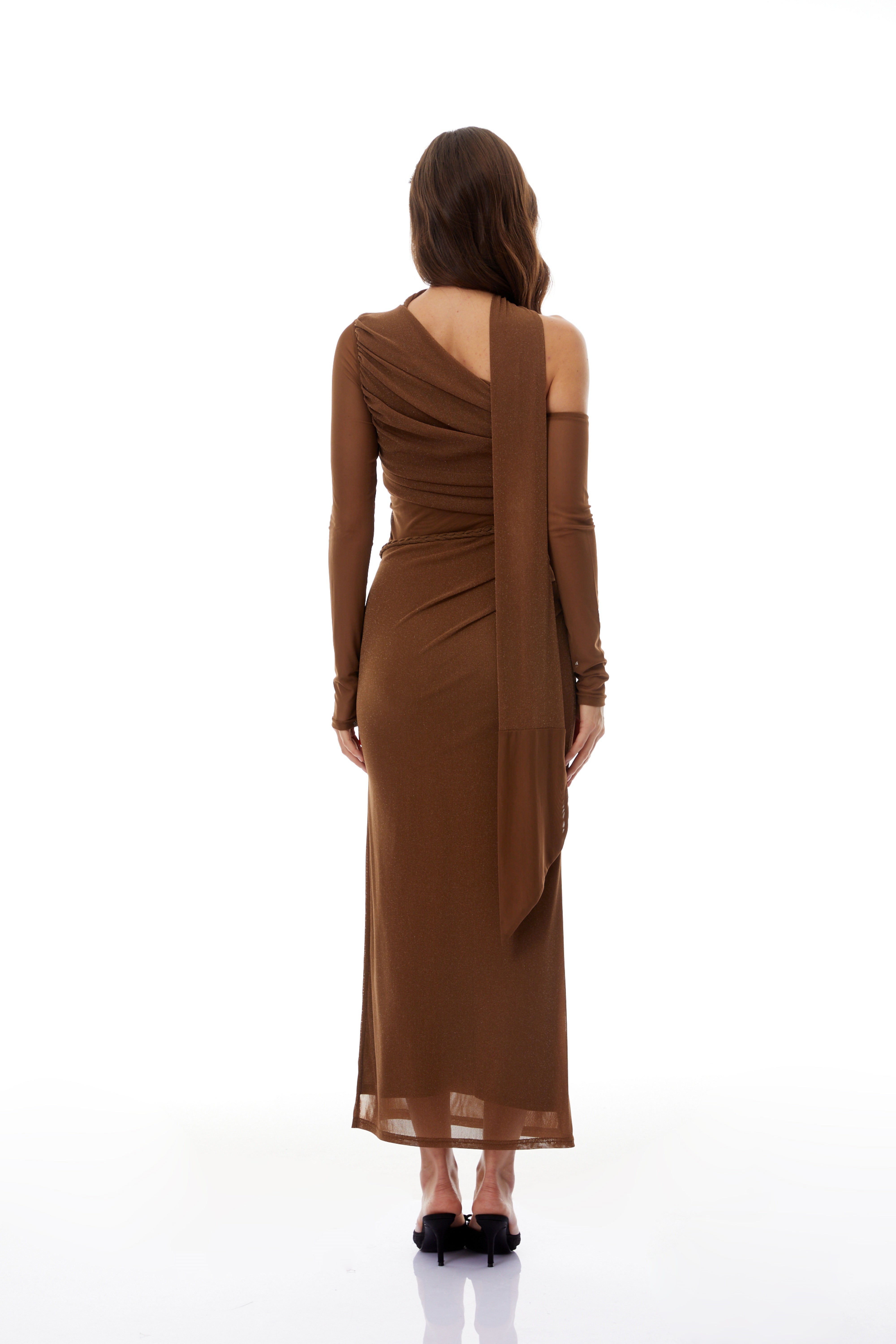 Antonia Brown Braid Detail Maxi Dress (Final Sale)