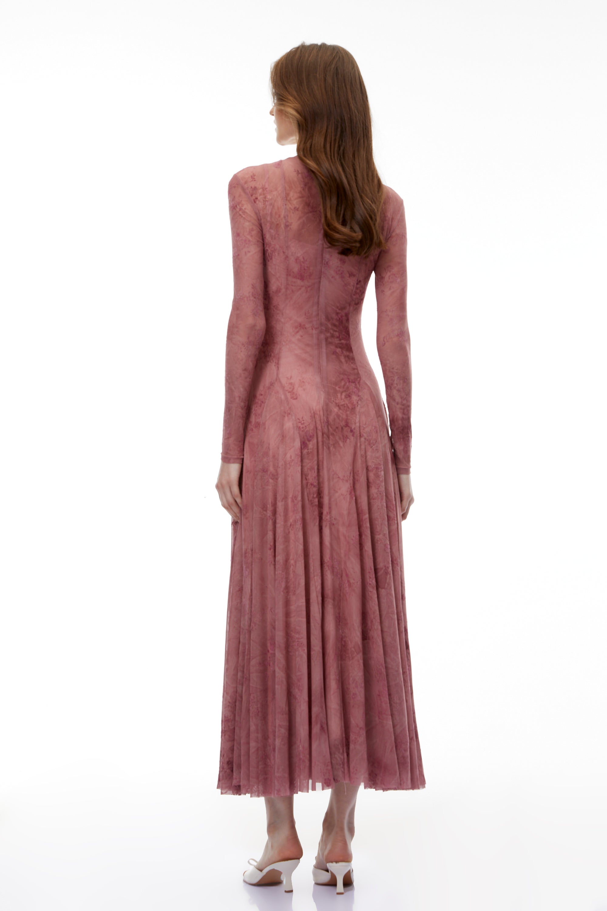 Ariadne Pink Flocked Tulle Maxi Dress (Final Sale-US Only)
