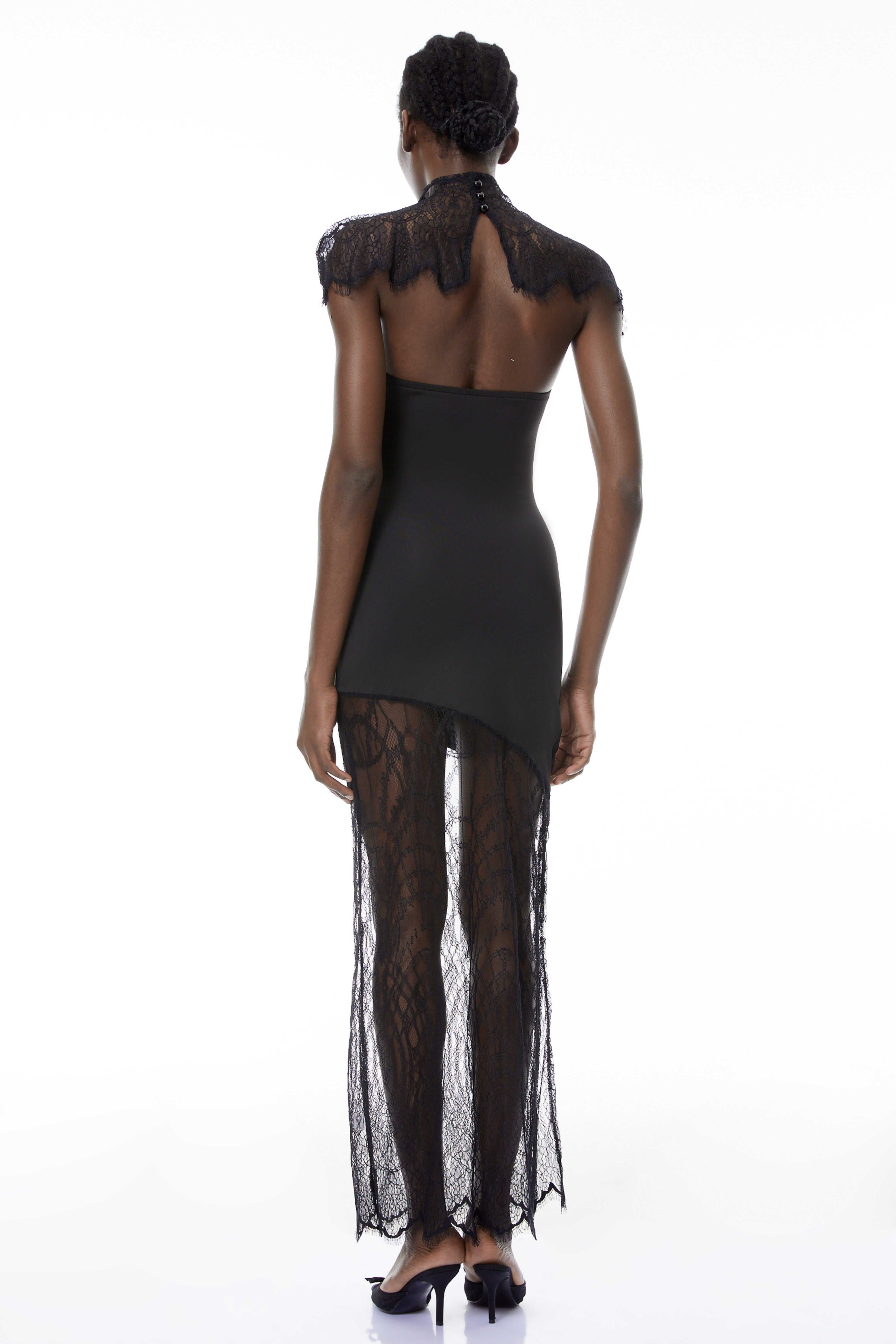 Arianna Black Floral Lace Shawl & Dress Matching Set (Final Sale-US Only)