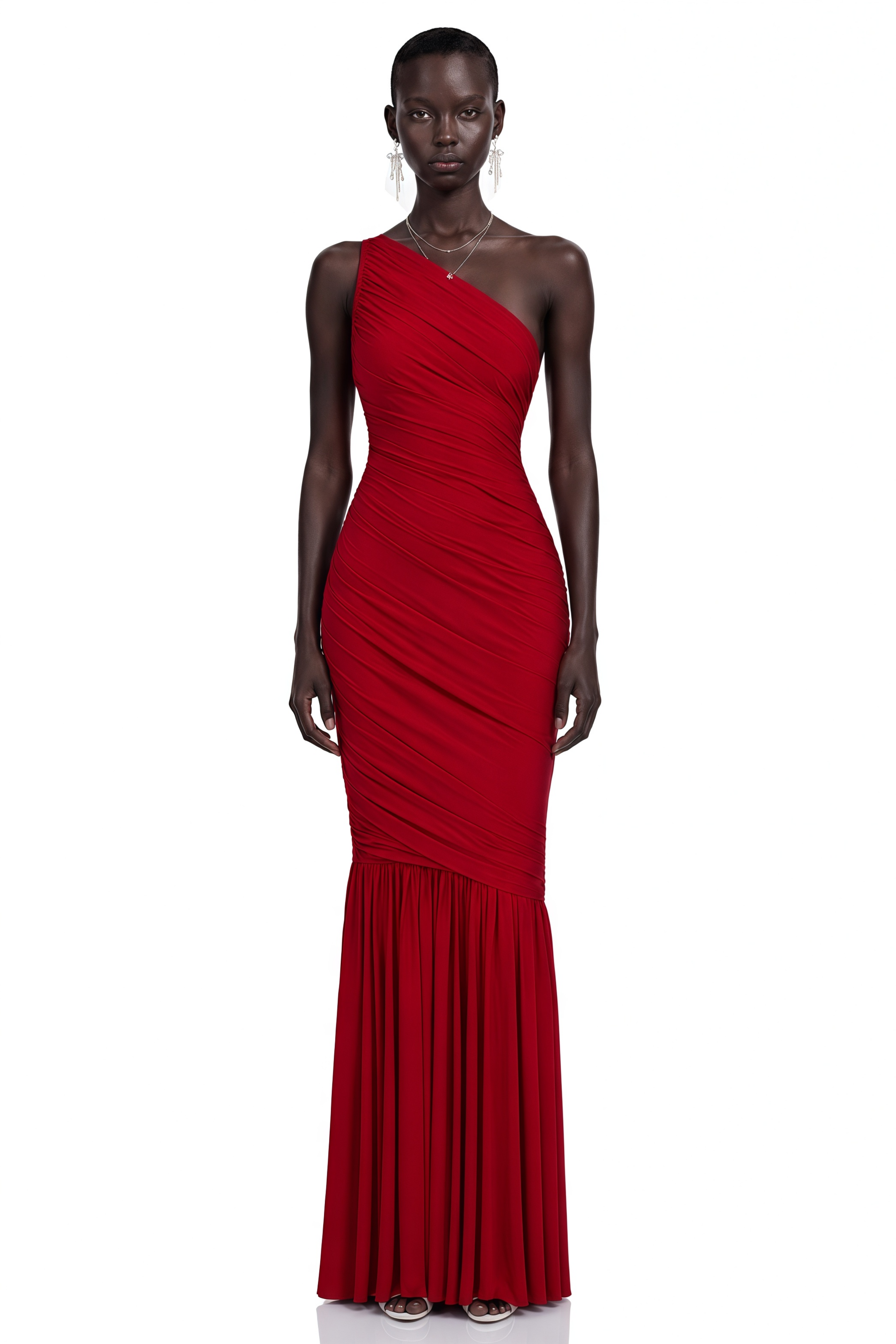 Aurelia Red One Shoulder Draped Maxi Dress
