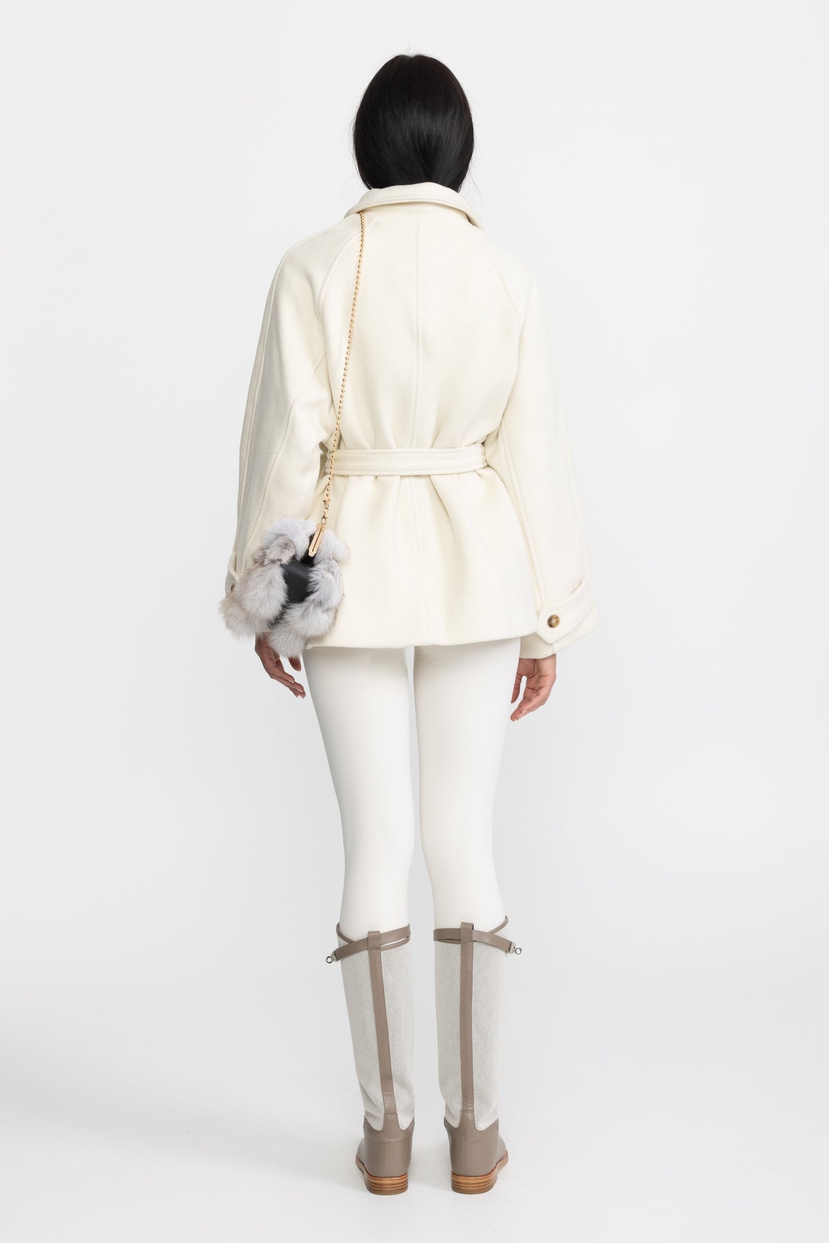 Belted Wool Cashmere Swing Jacket - Ivoire