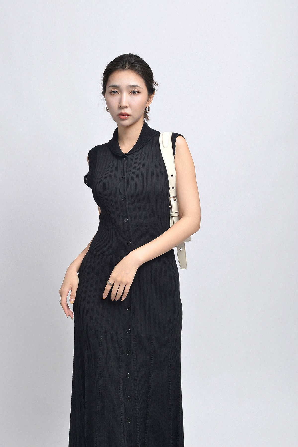 SANDRO Ribbed Maxi / midi dress - Black