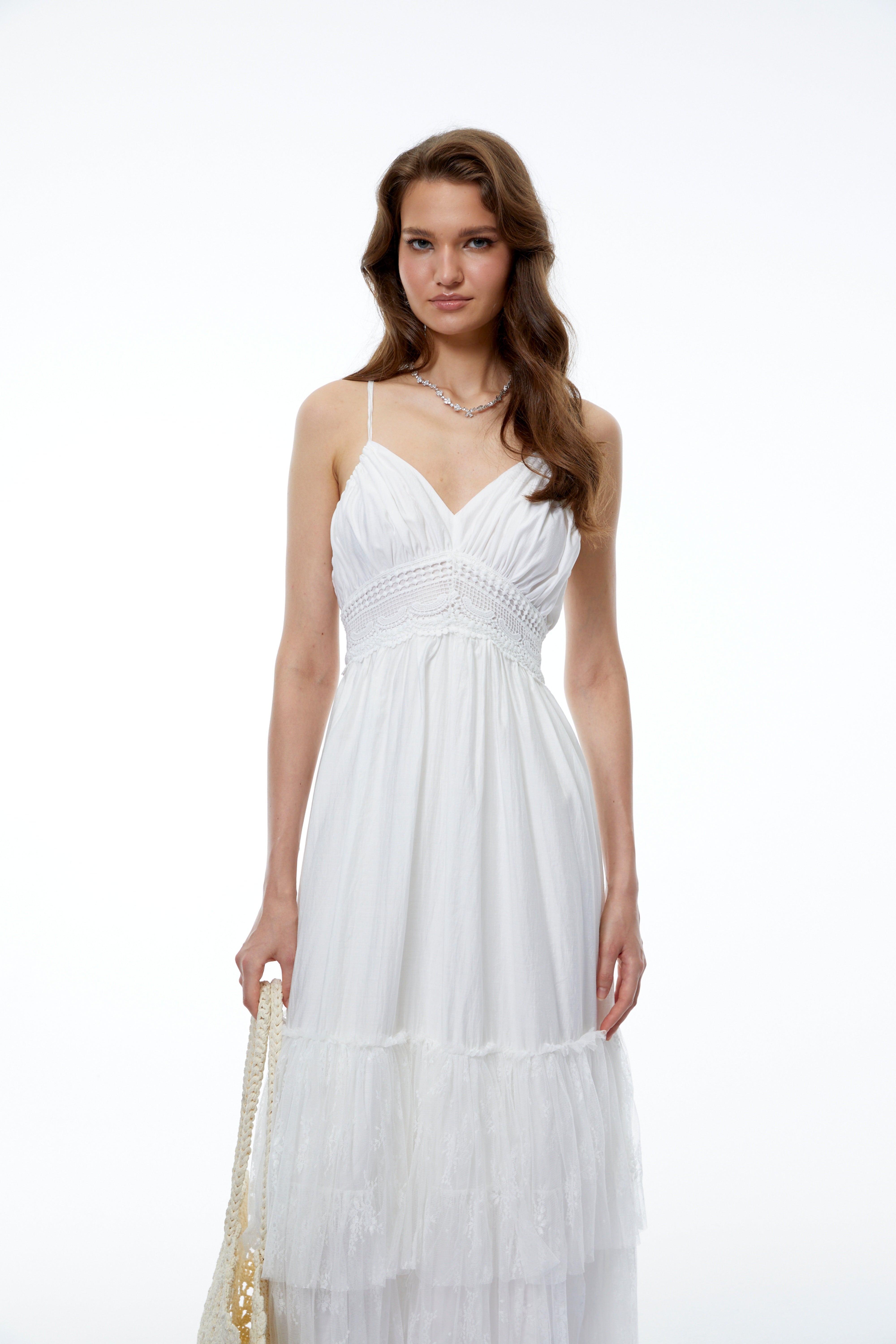 Badb White Backless Ruched Maxi Dress