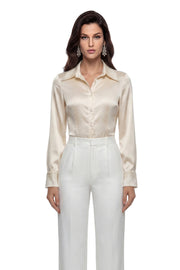 Bernadette Champagne Embellished Satin Bodysuit