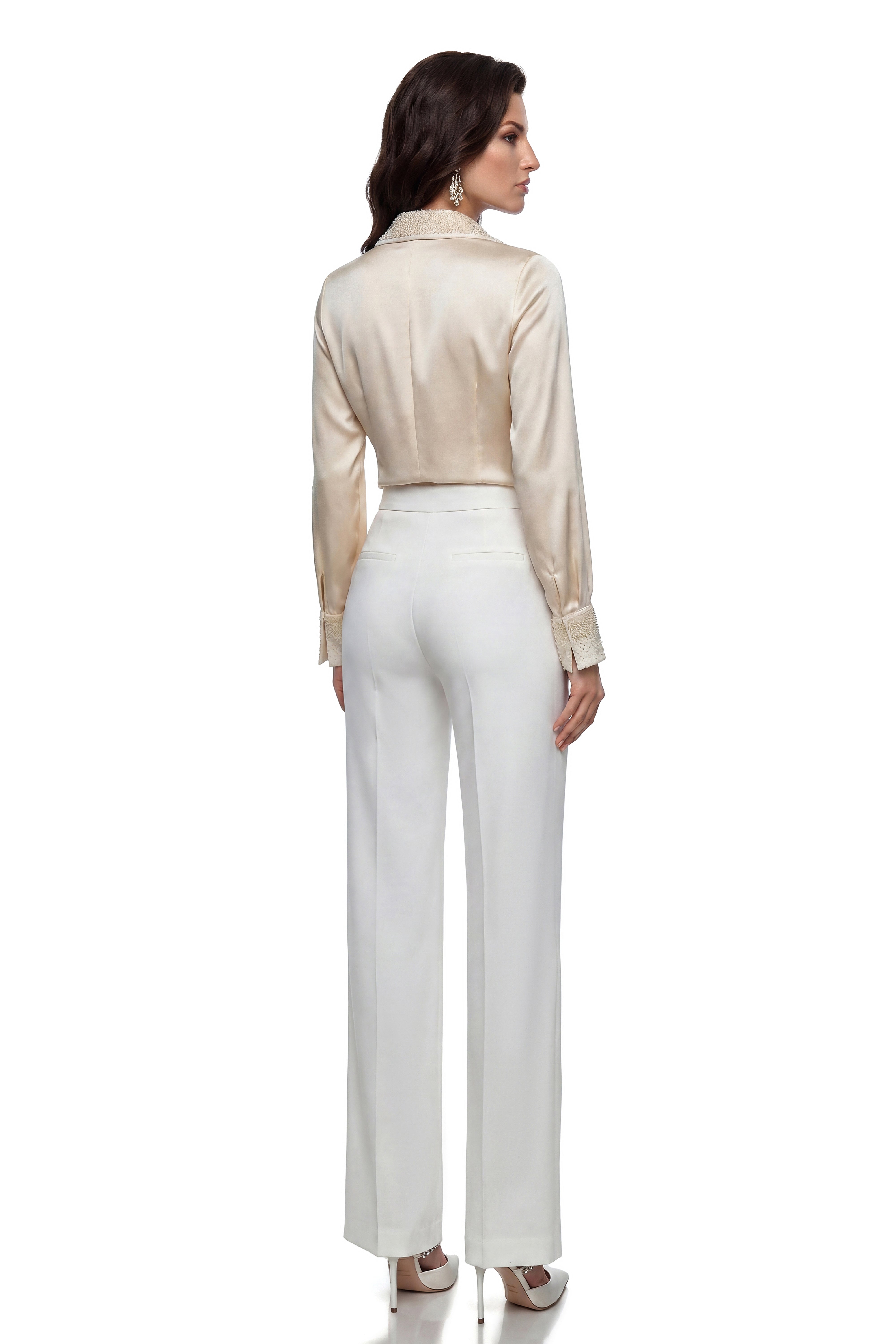 Bernadette Champagne Embellished Satin Bodysuit