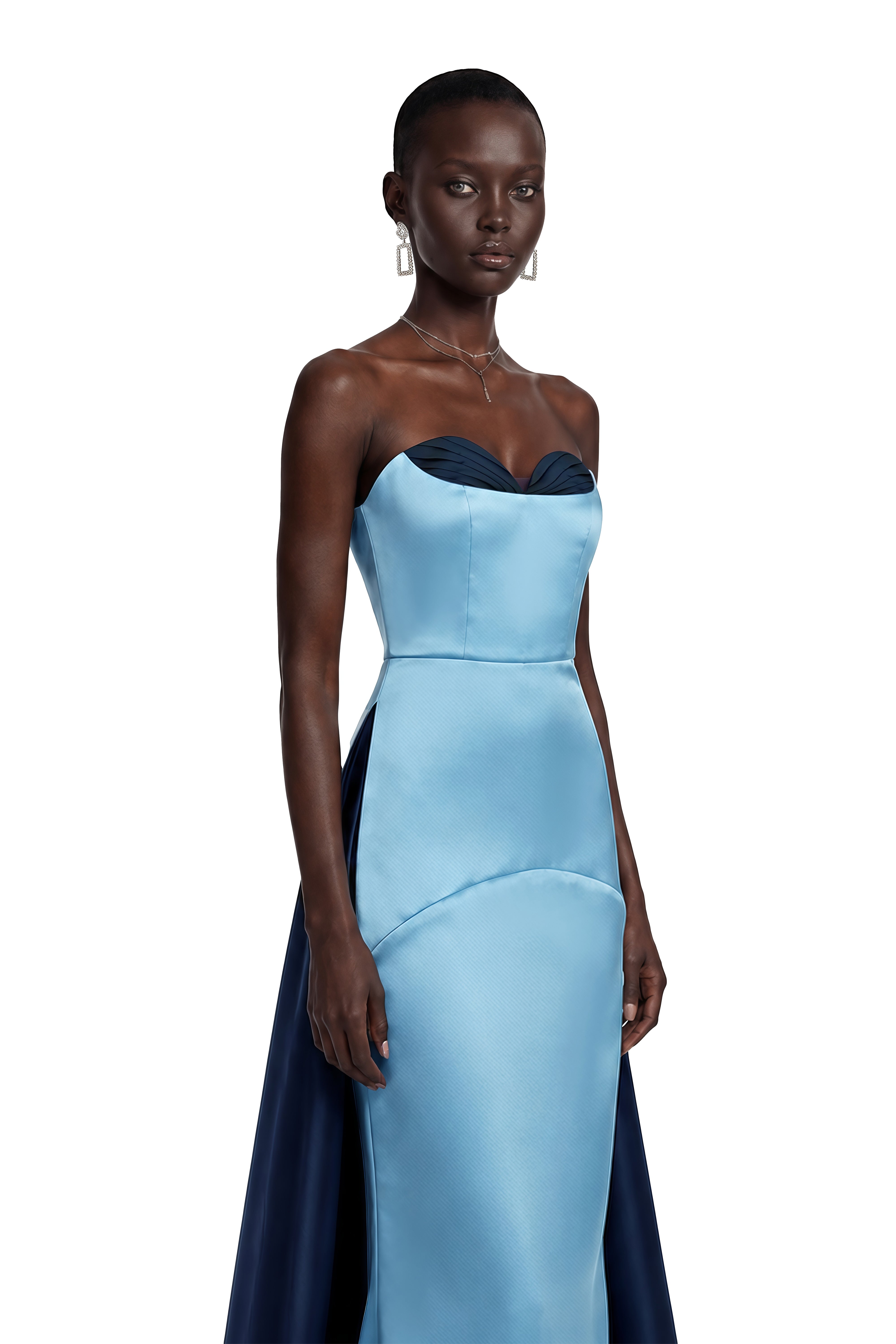 Bircan Blue Color Block Maxi Dress