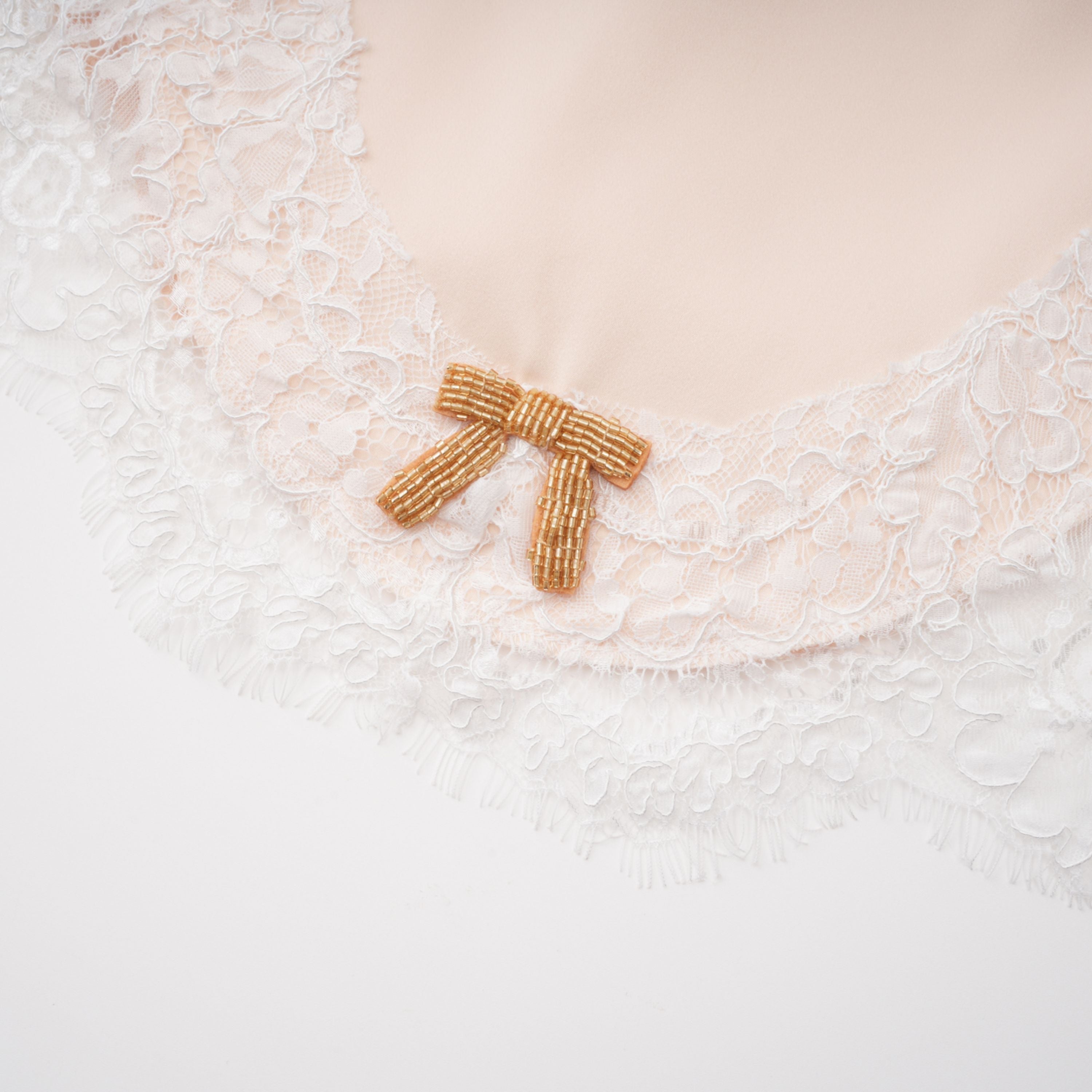 Blanca Champagne Lace Panel Top & Skirt Set