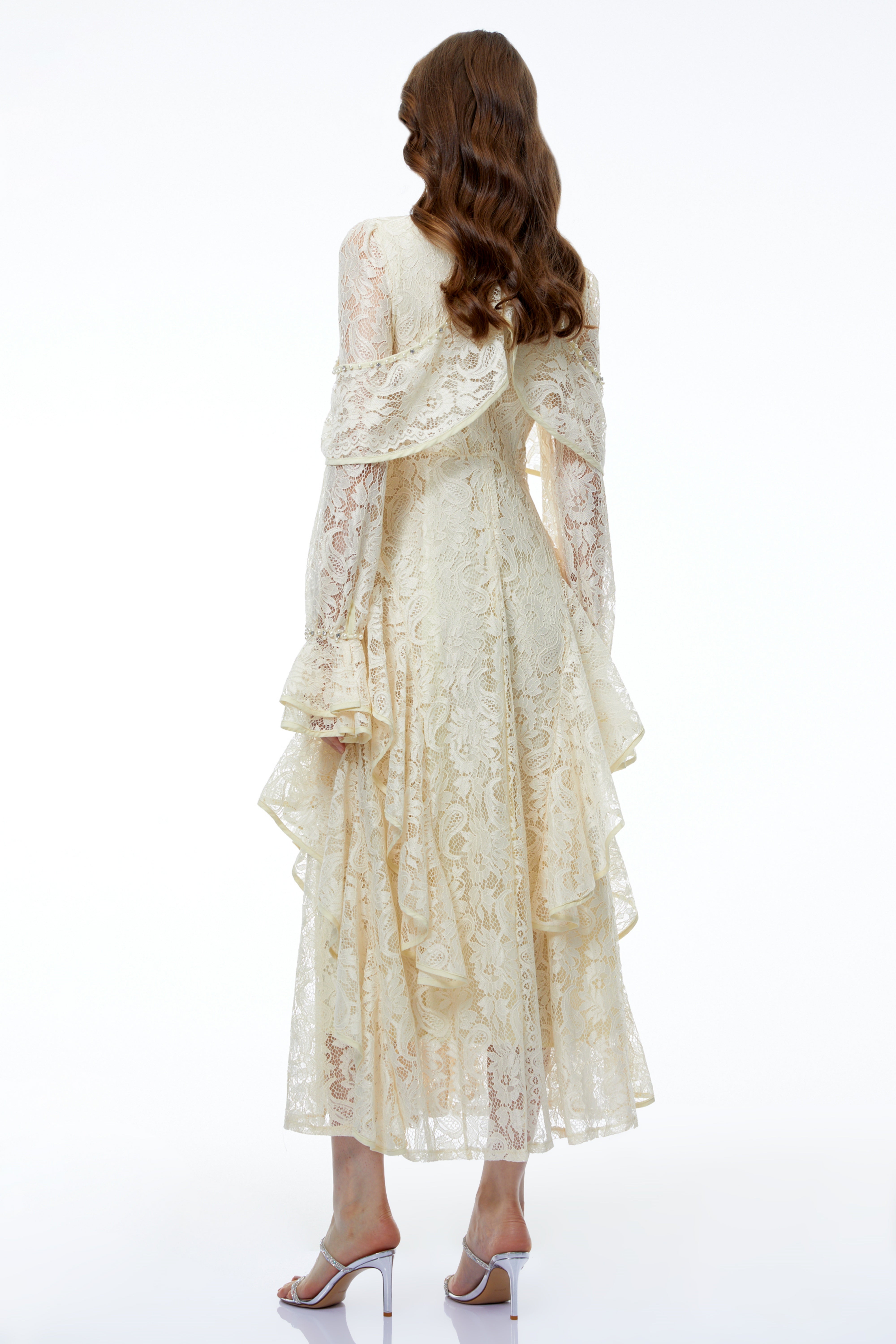 Blanche Yellow Floral Lace Embellished Maxi Dress