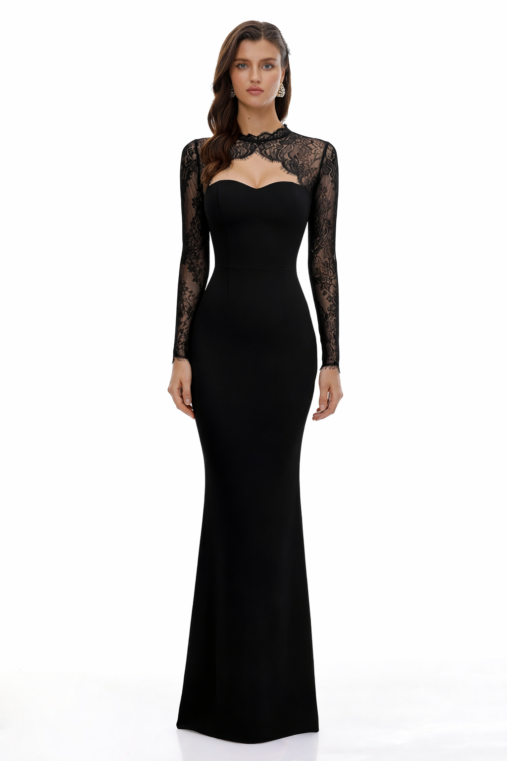 Bokamoso Black Lace Panel Maxi Gown
