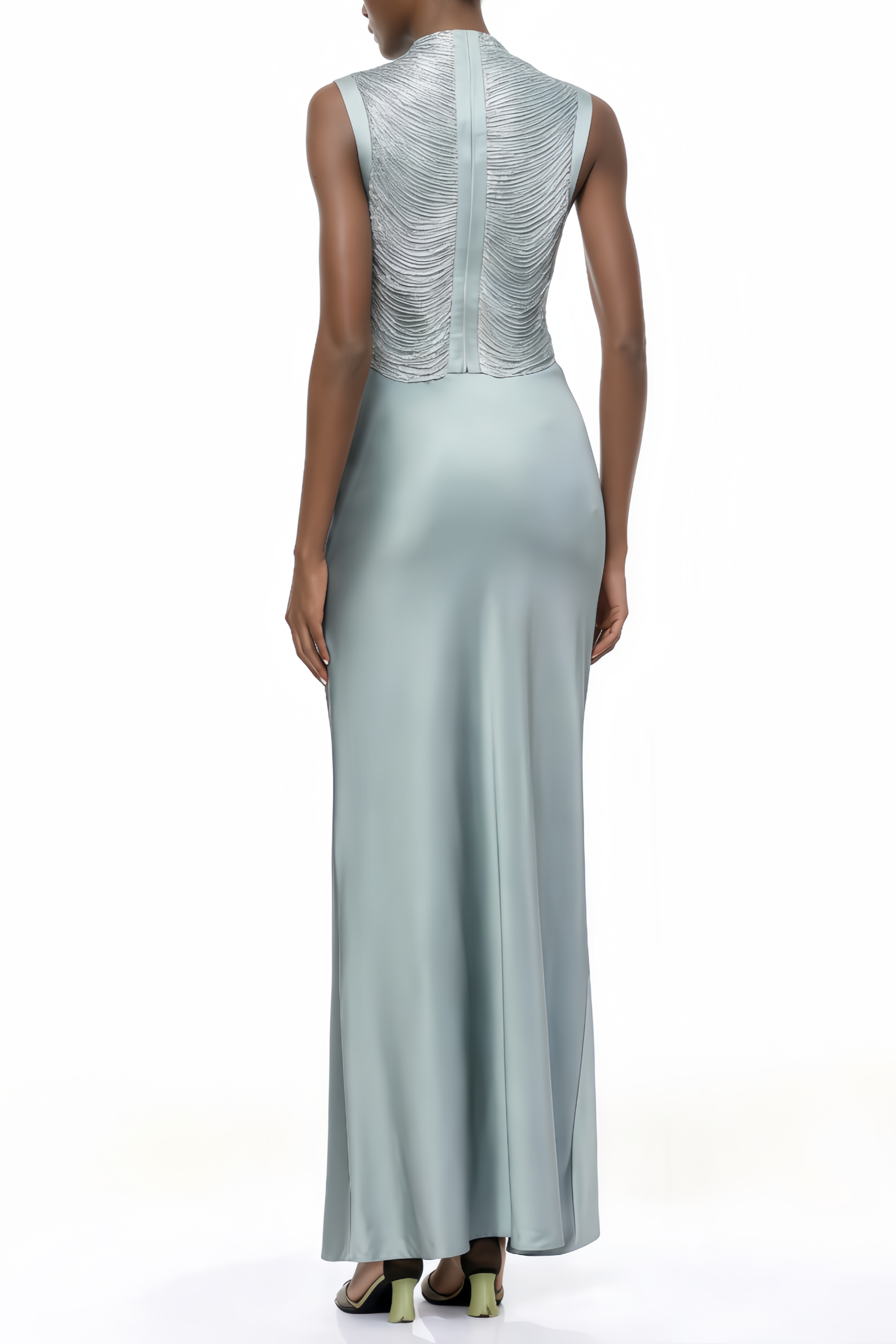 Borbála Blue Fringed Top & Satin Skirt Set (Final Sale-US Only)