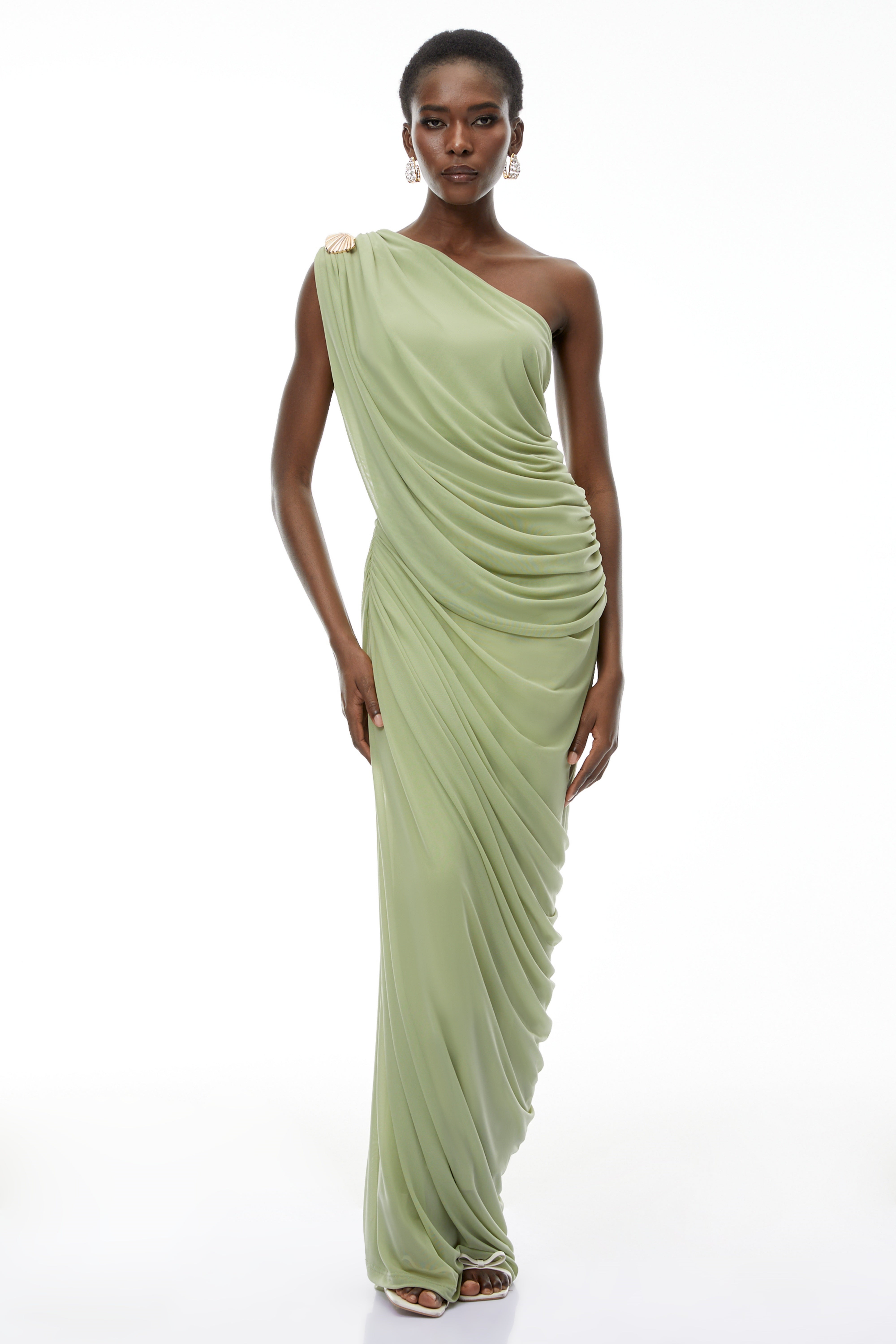 Branwen Green One Shoulder Top & Skirt Set