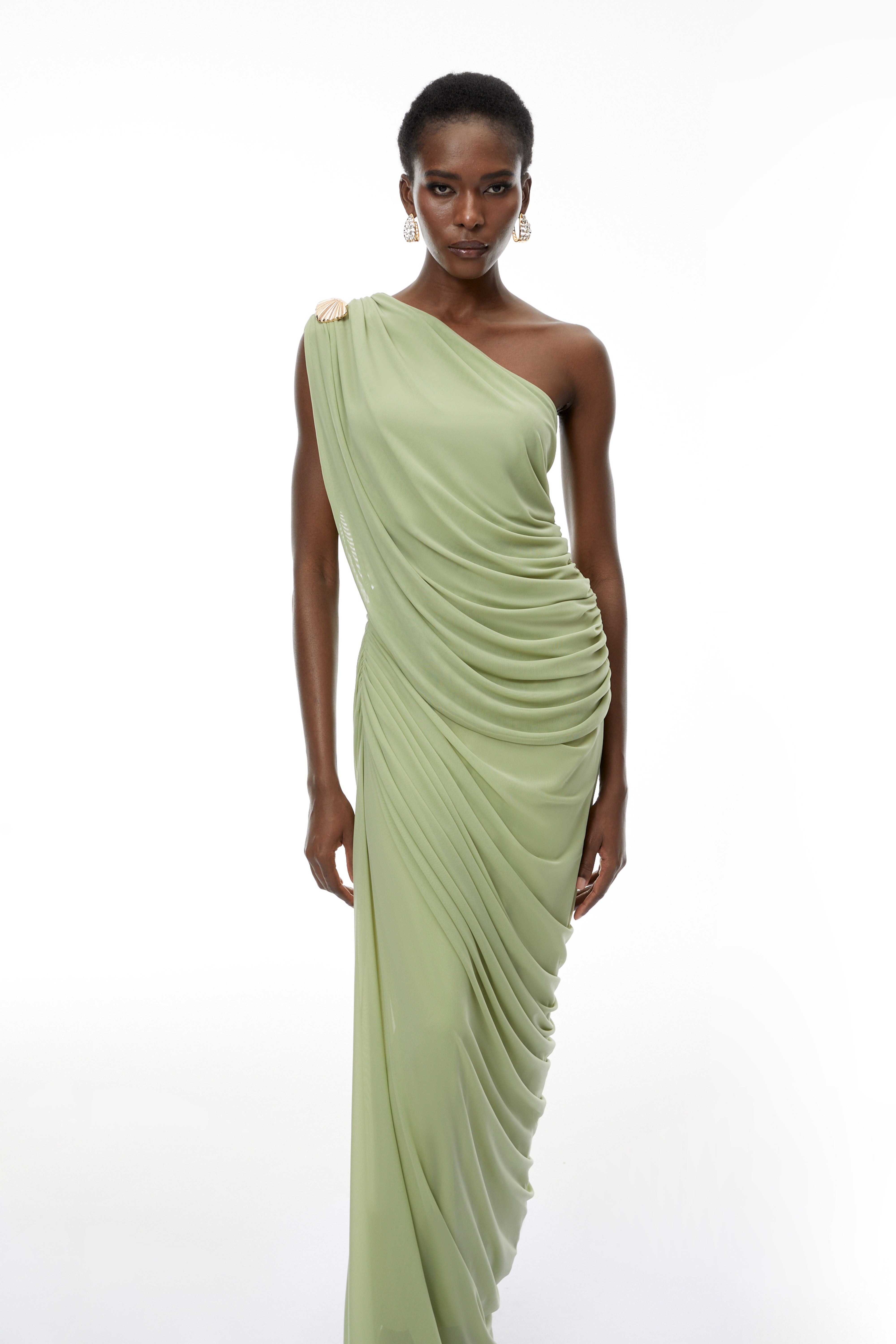 Branwen Green One Shoulder Top & Skirt Set