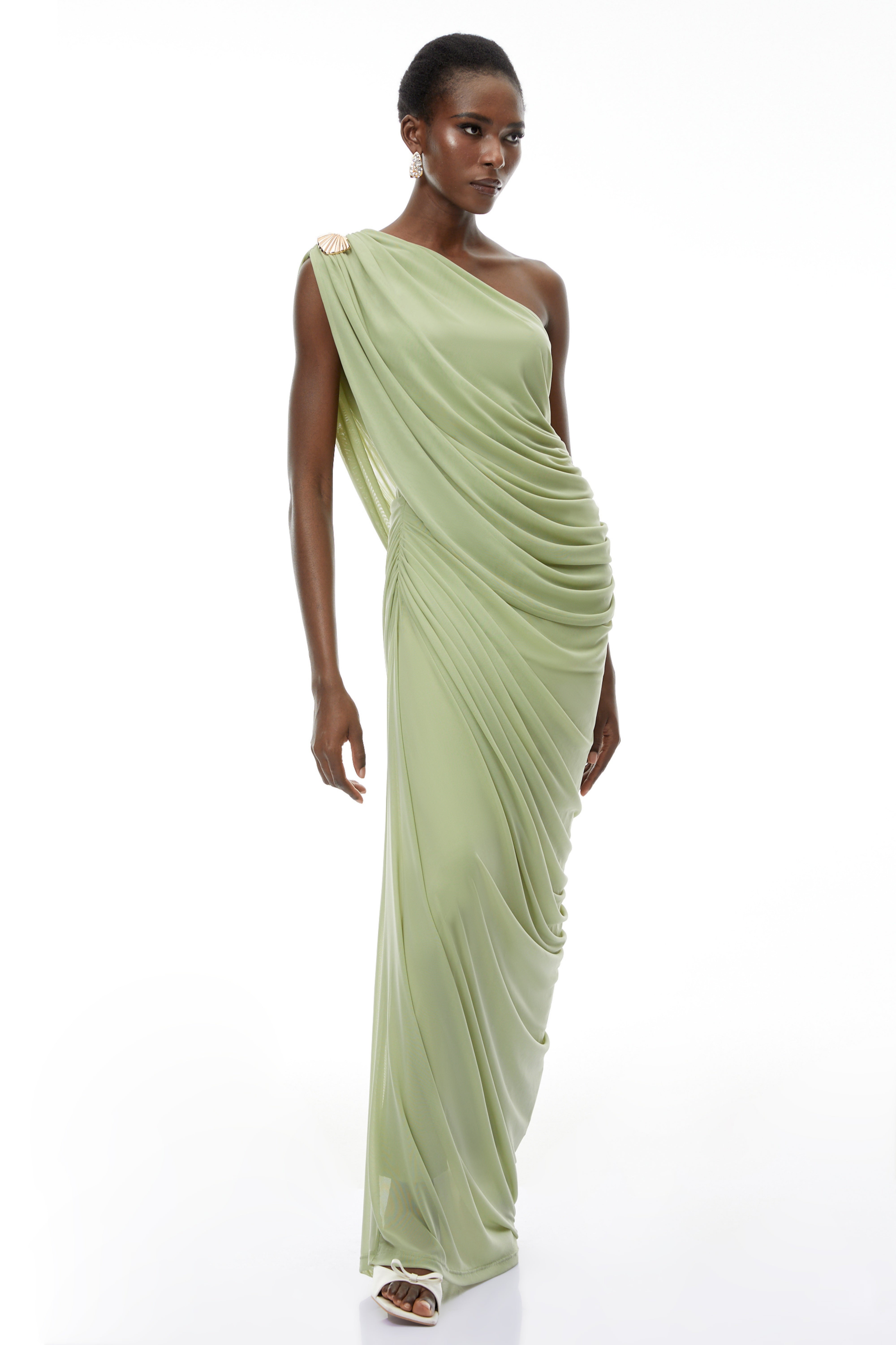 Branwen Green One Shoulder Top & Skirt Set