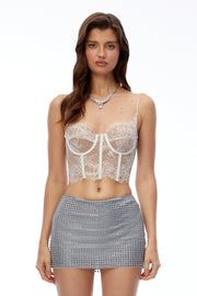 Brianna Grey Rhinestone Bodycon Skirt