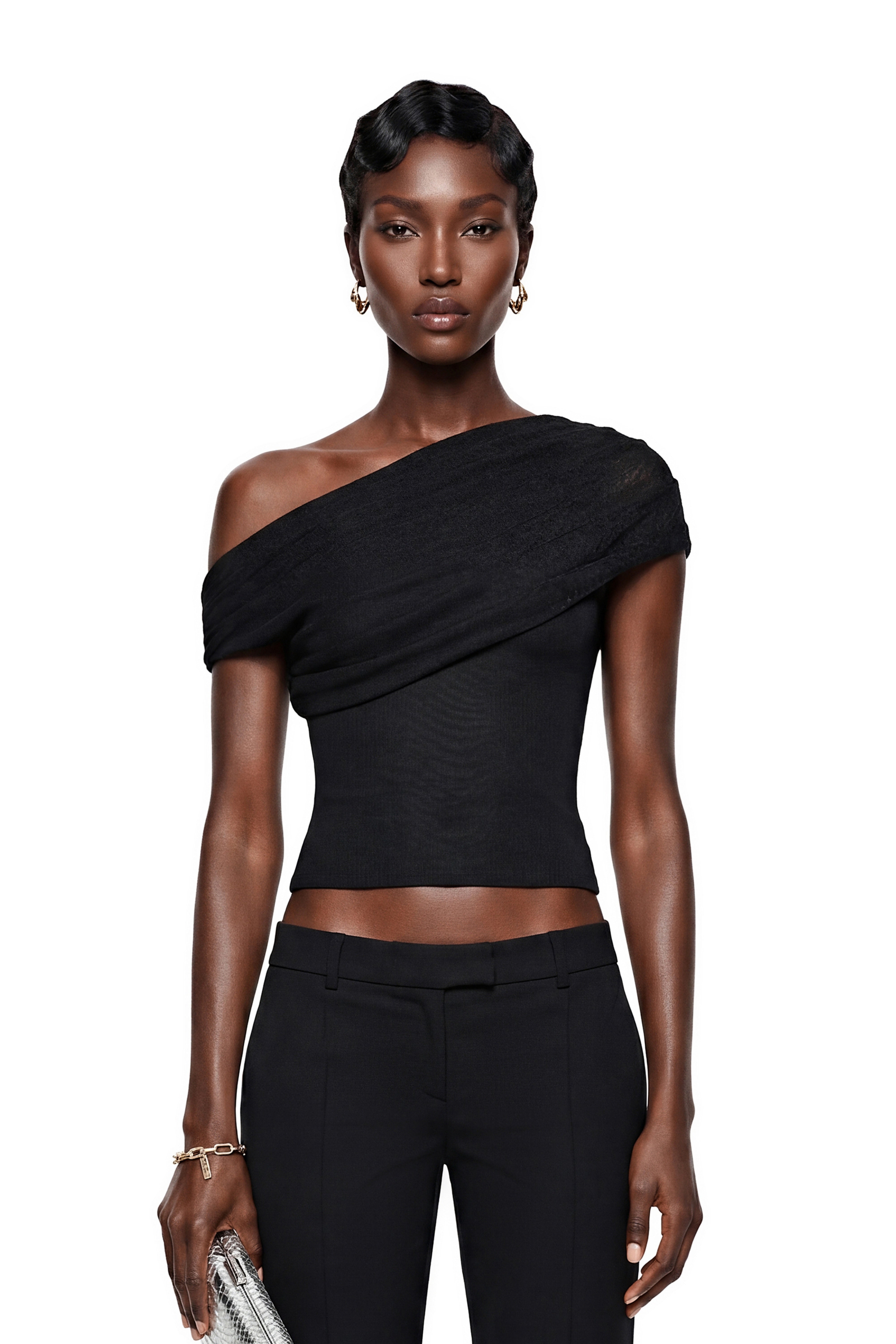 Bridget Black One Shoulder Top