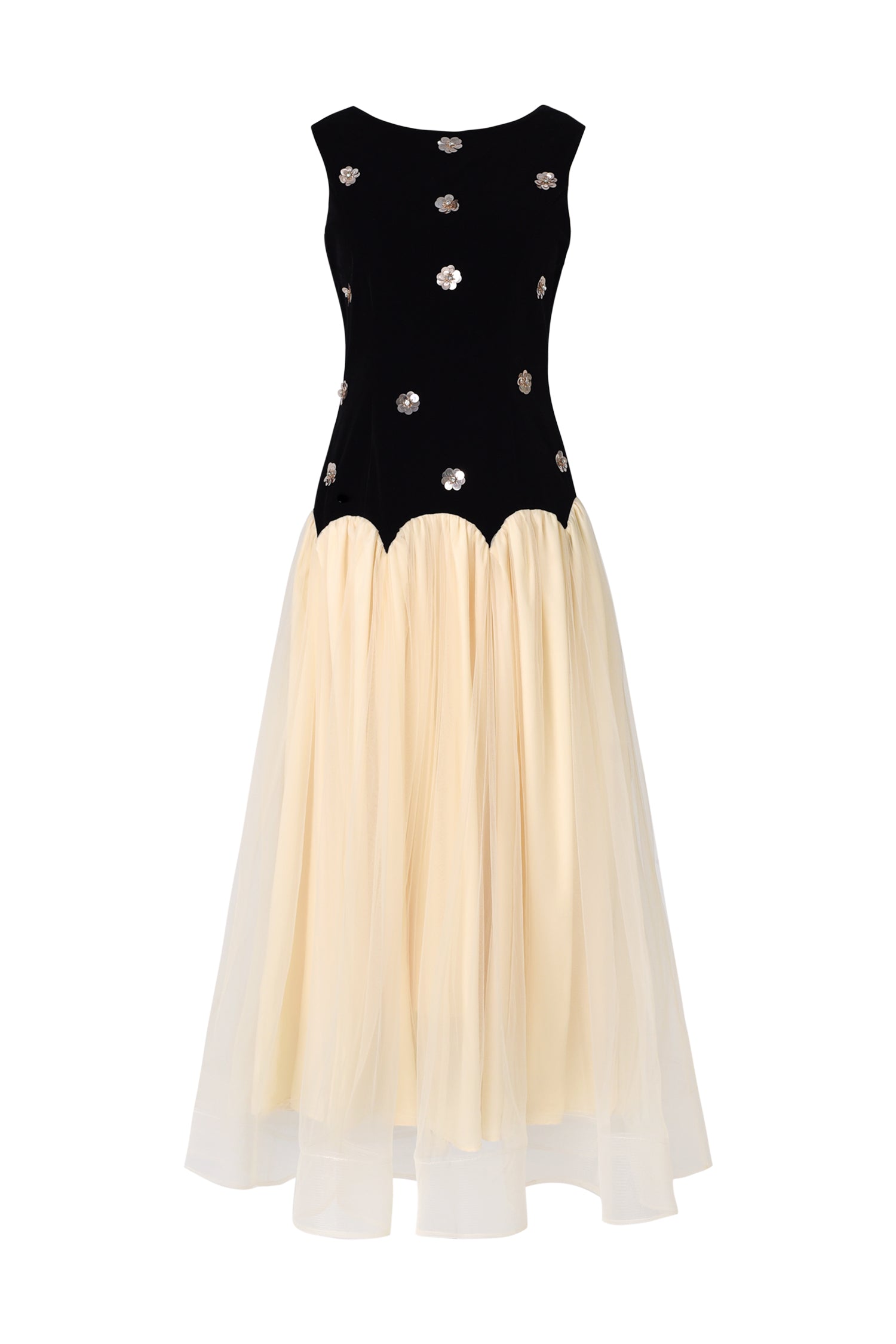 Roto Sleeveless Sequin Flowers Maxi Dress - Size XS