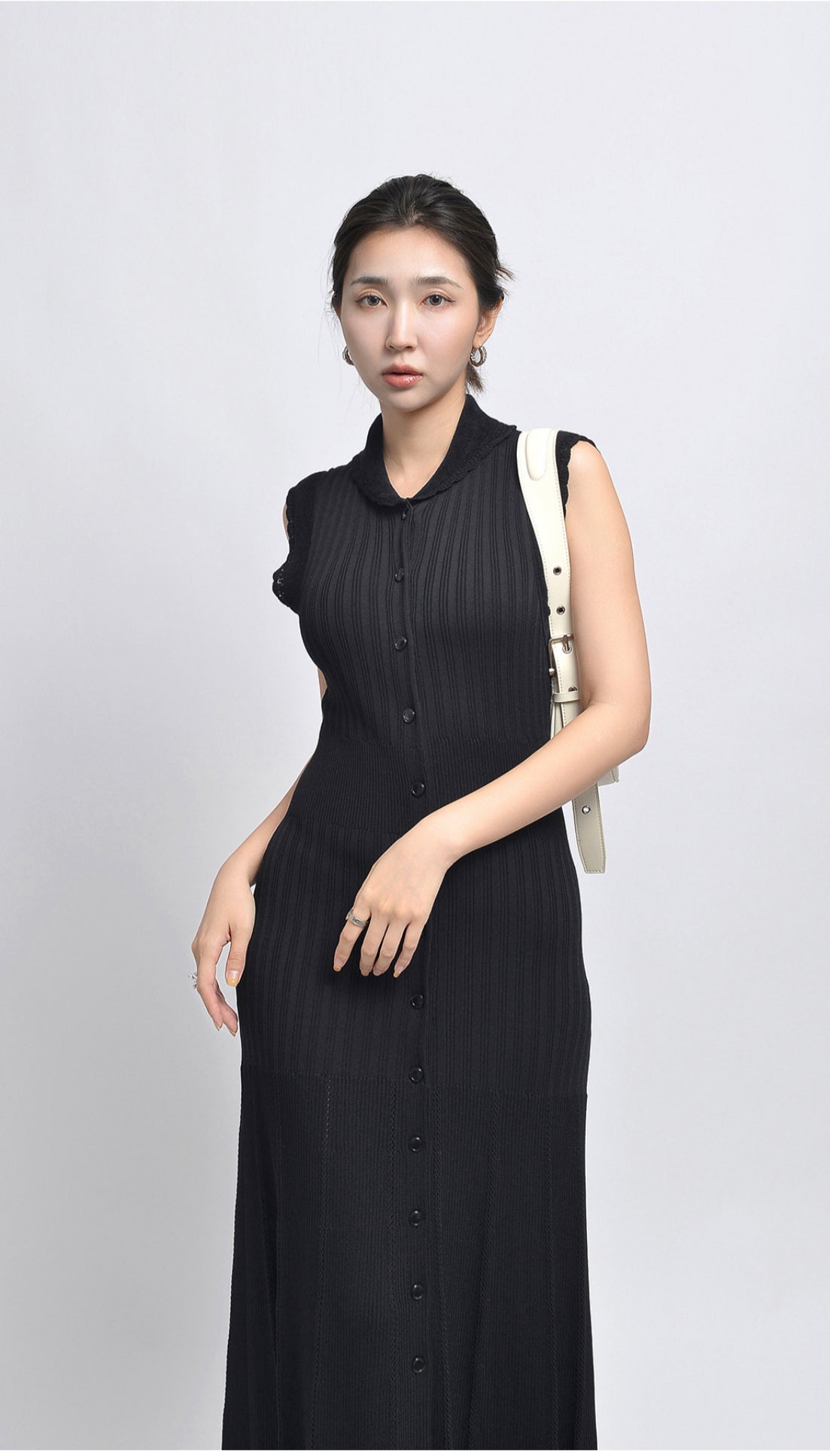 SANDRO Ribbed Maxi / midi dress - Black