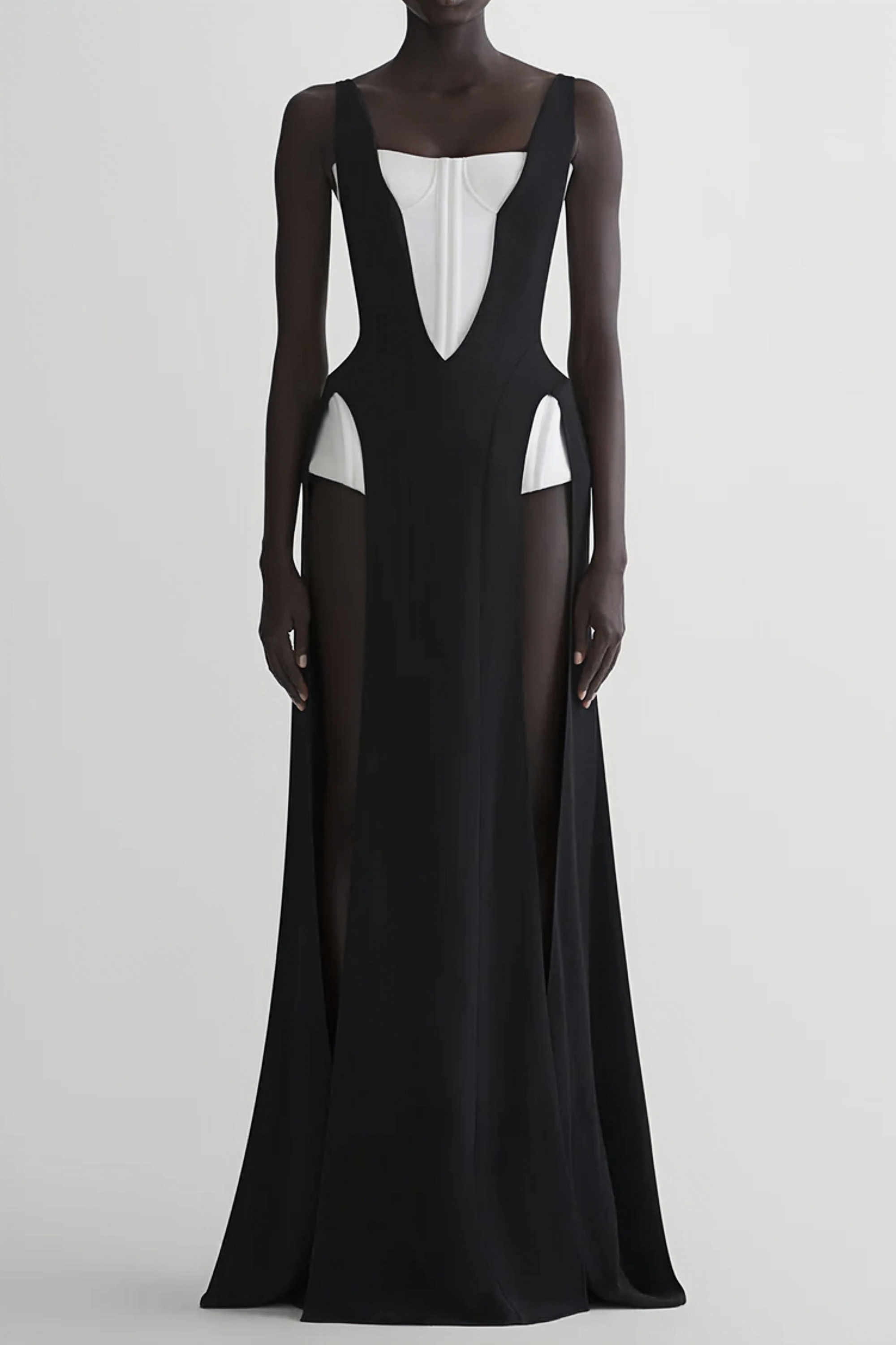 Róisín Color Block Corseted Bodysuit Panel Maxi Dress