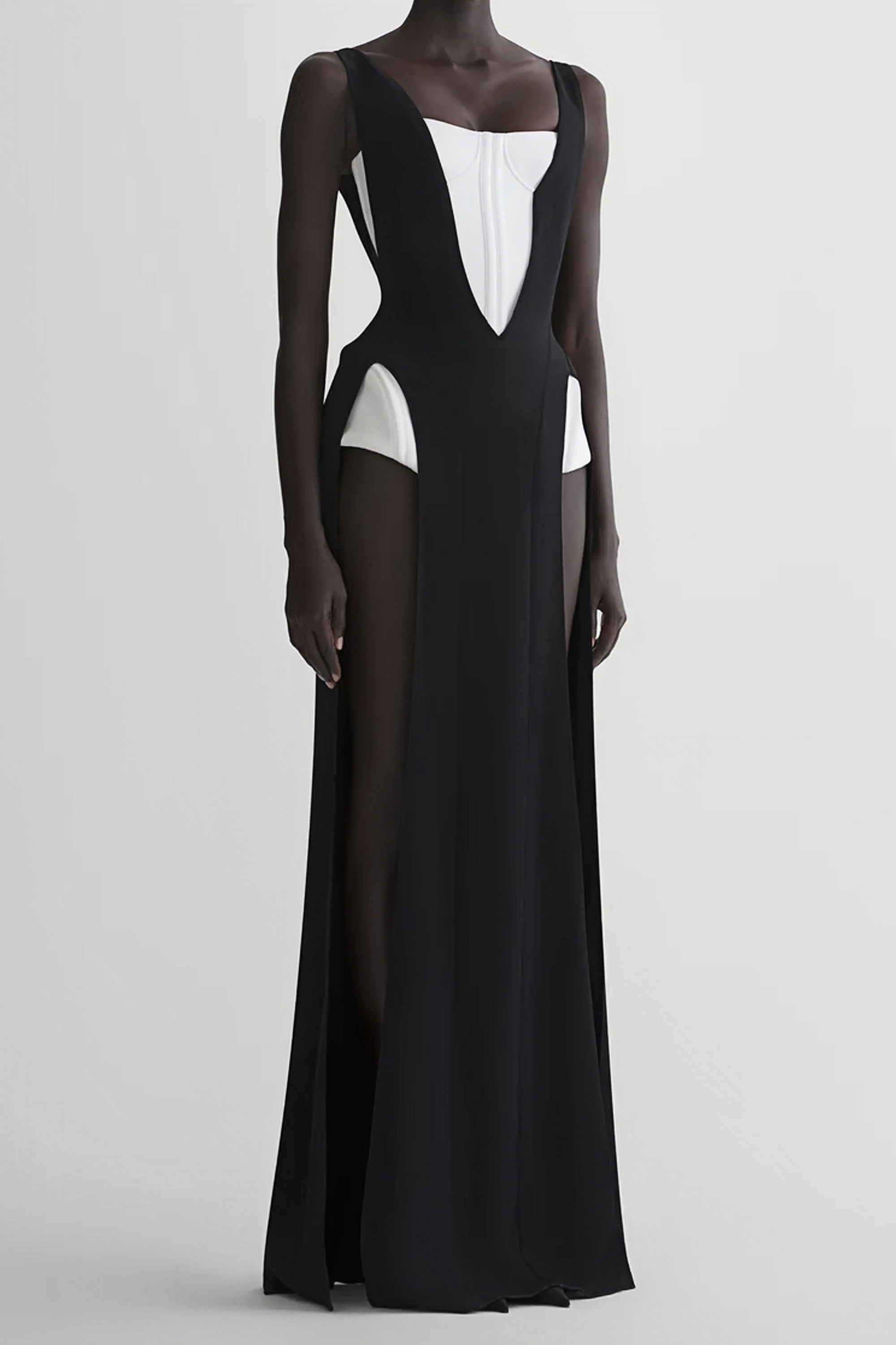 Róisín Color Block Corseted Bodysuit Panel Maxi Dress