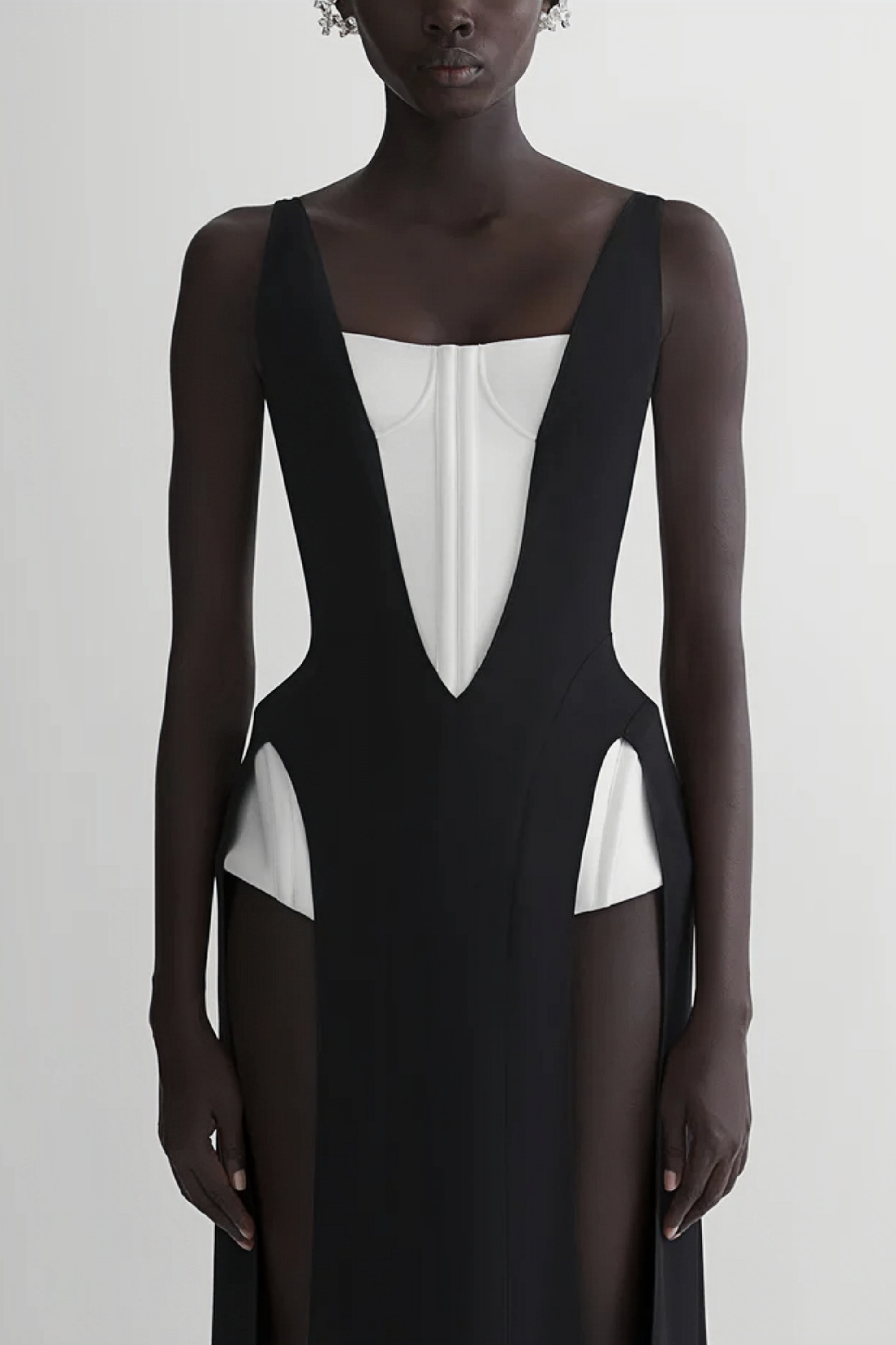 Róisín Color Block Corseted Bodysuit Panel Maxi Dress