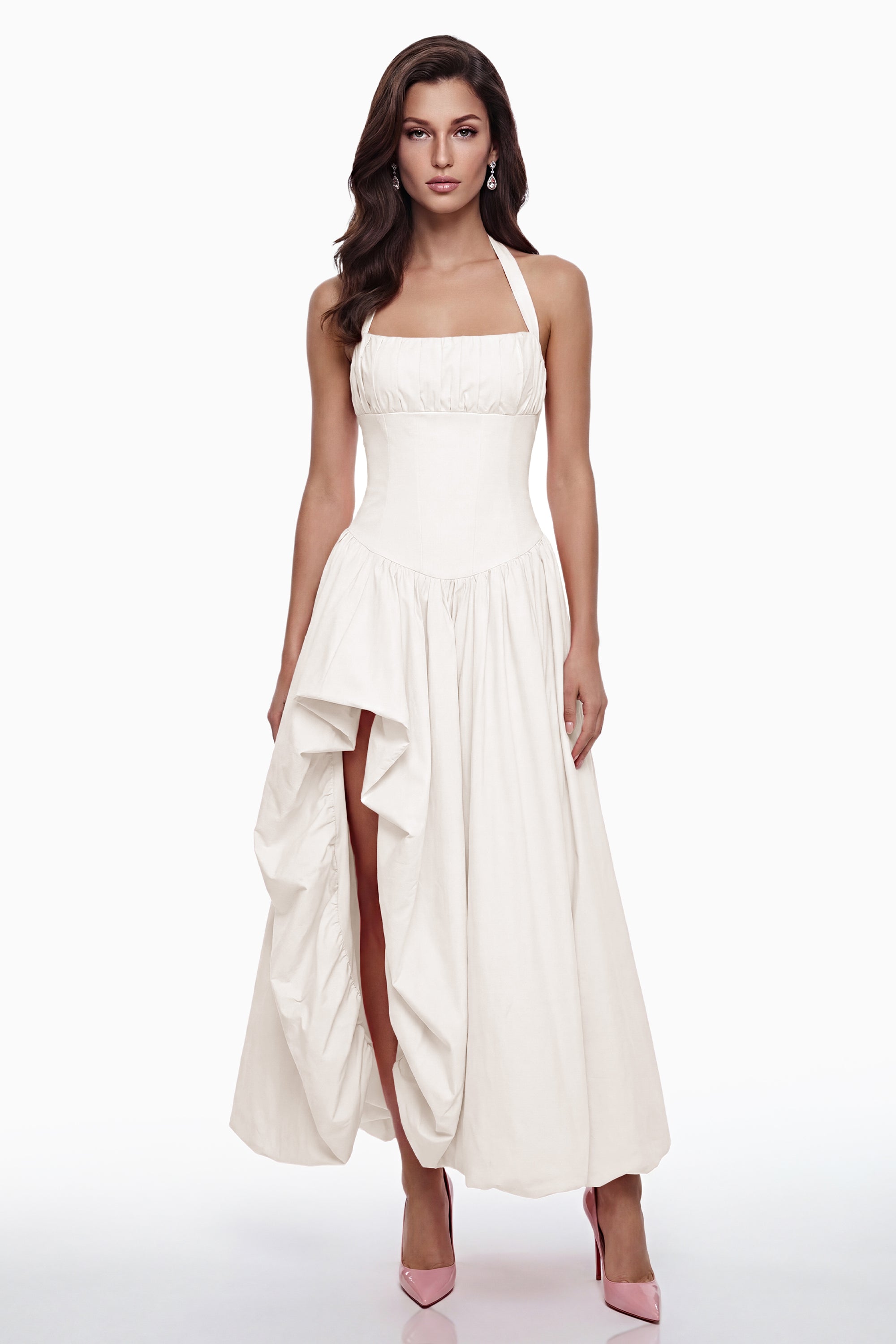 Caiya White Sleeveless Maxi Dress with Slit