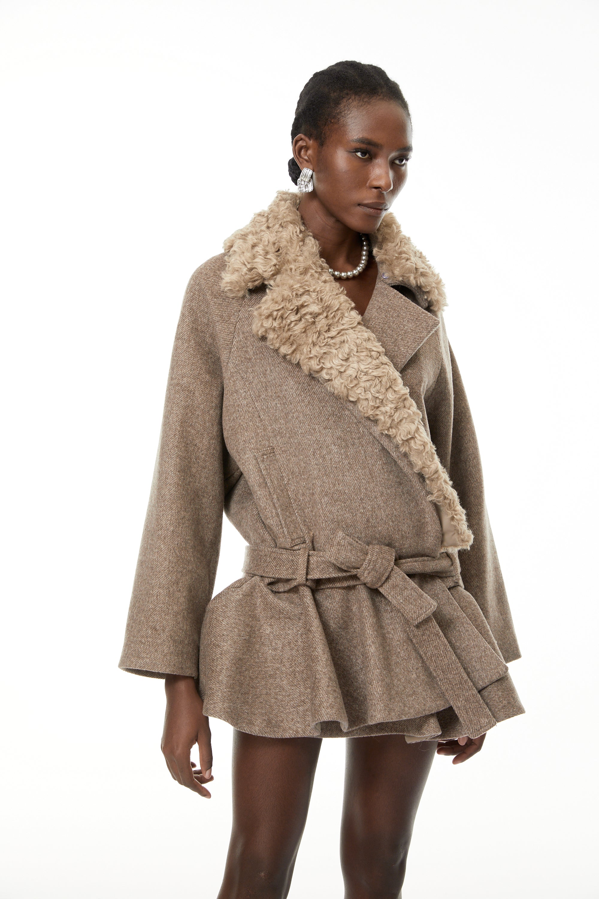 Cassidy Brown Faux-Fur Wrap Coat