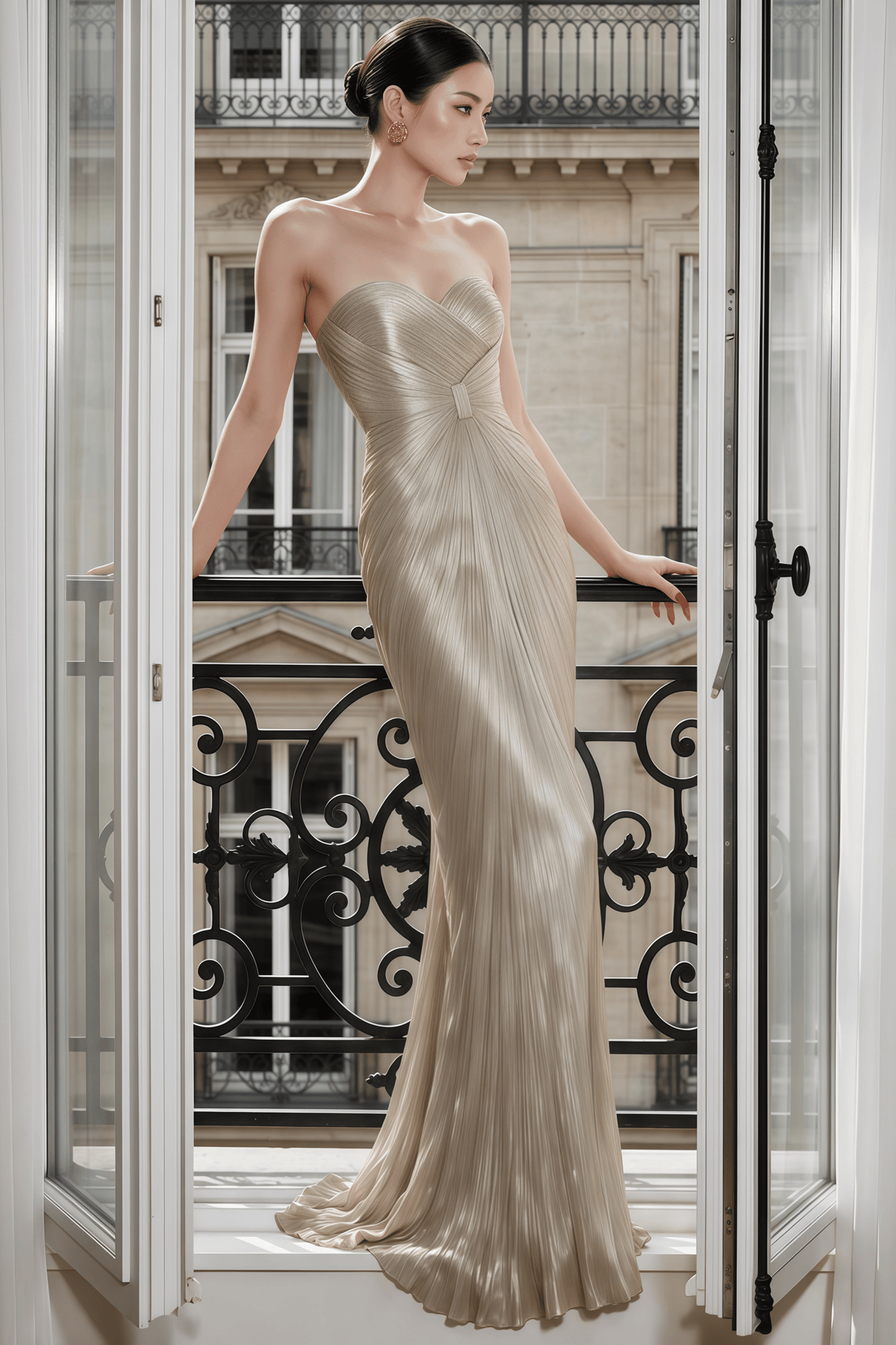 catherine silver off-shoulder ruched maxi dress