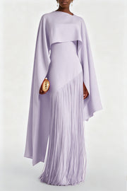 Cayetana Lilac Fringe Maxi Dress with Cape Effect