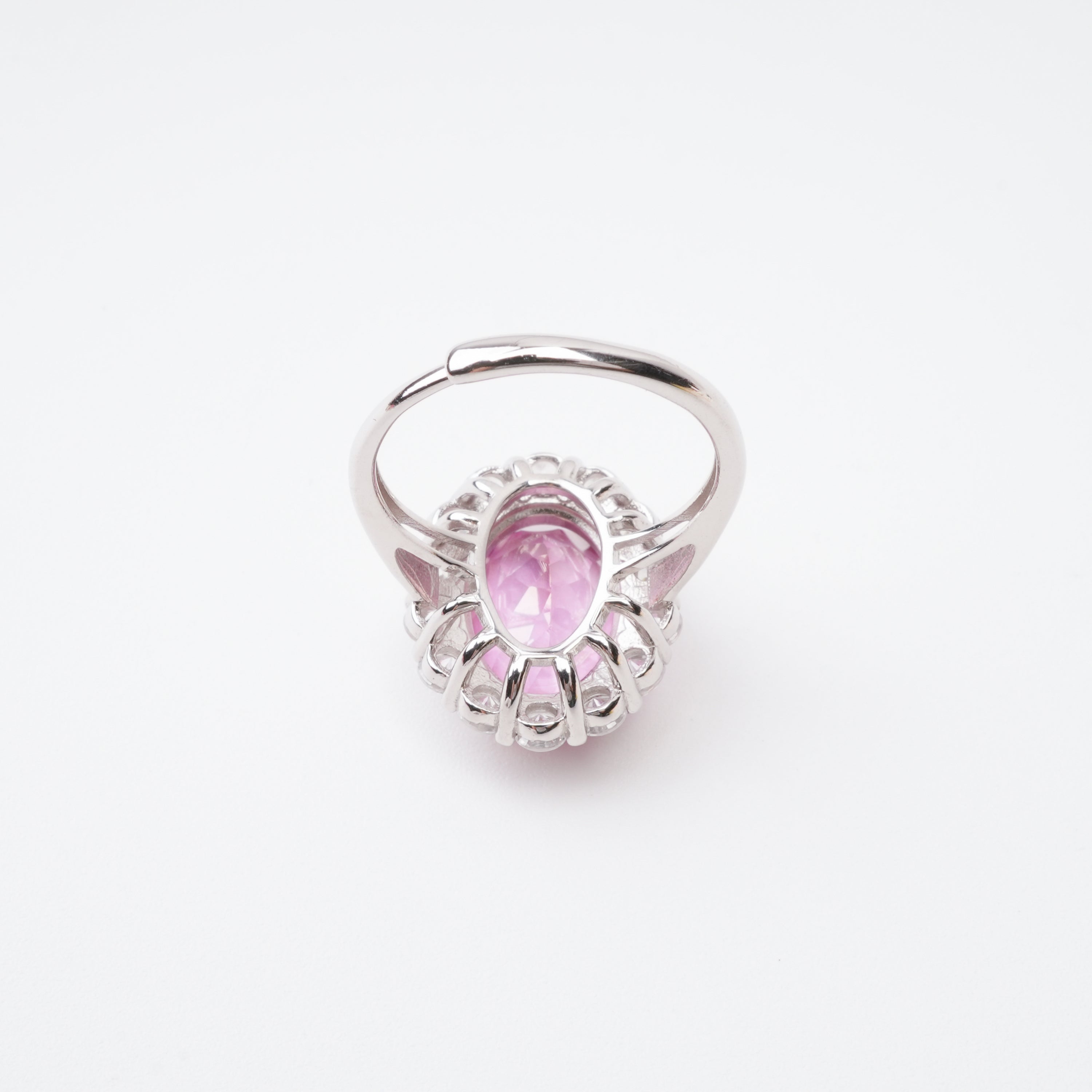 Celeste Red Topaz Oval Cut Halo Sterling Silver Ring